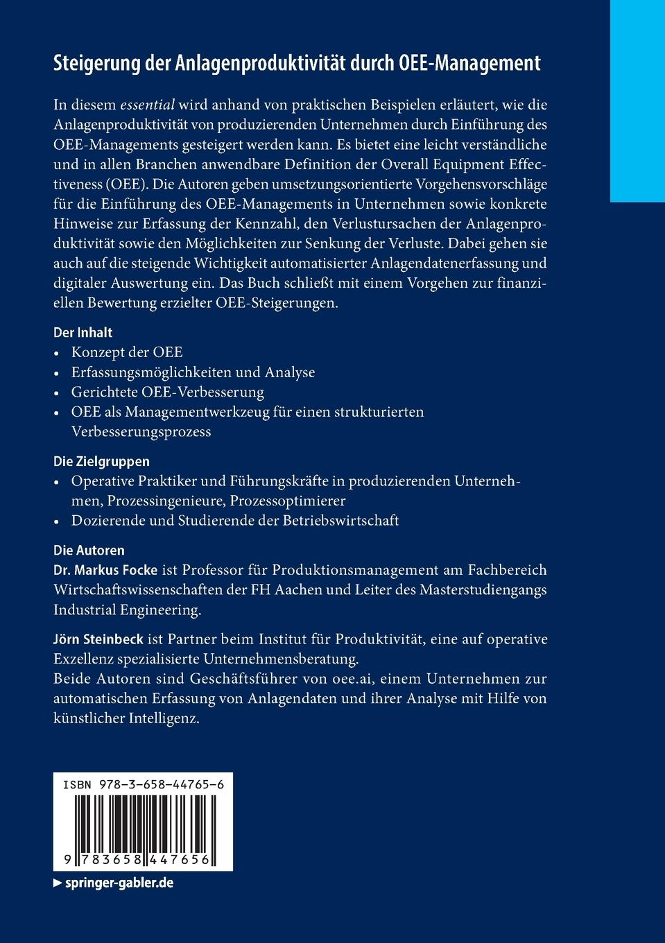 Rückseitencover Steigerung der Anlagenproduktivität durch OEE-Management