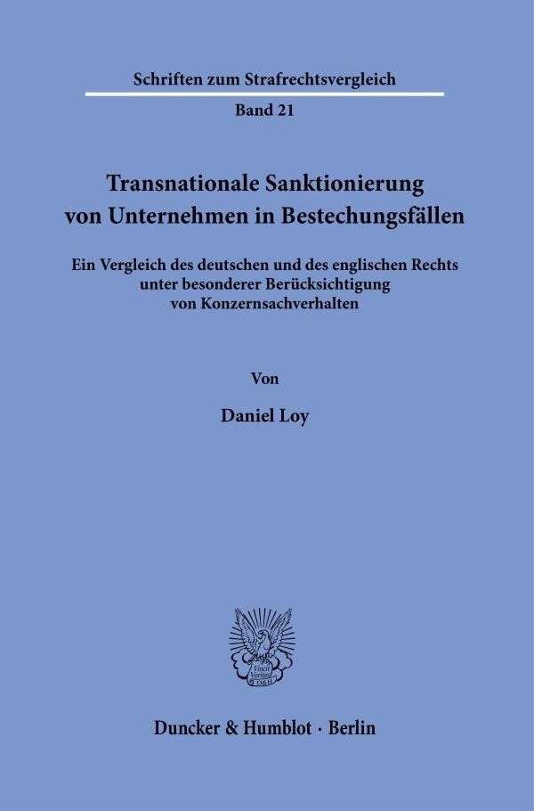 Vorderes Coverbild Transnationale Sanktionierung von Unternehmen in Bestechungsfällen.