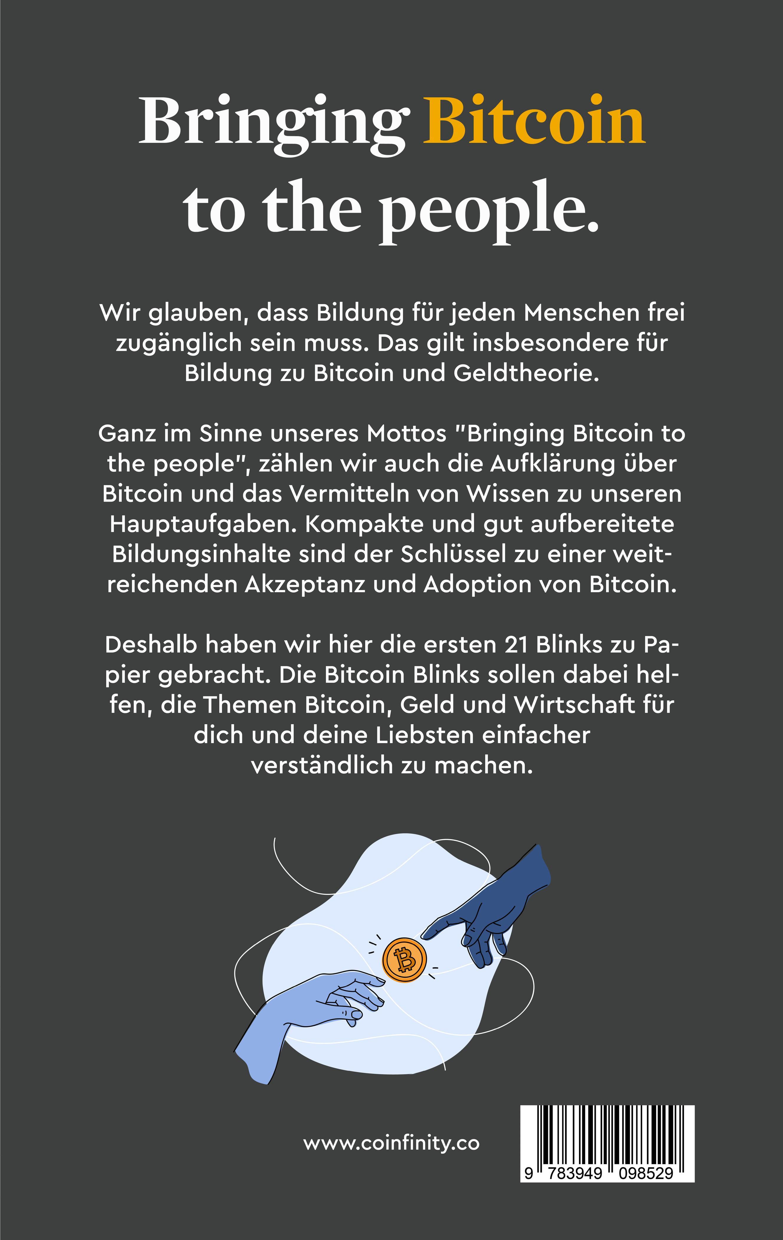 Rückseitencover Coinfinity Bitcoin Blinks
