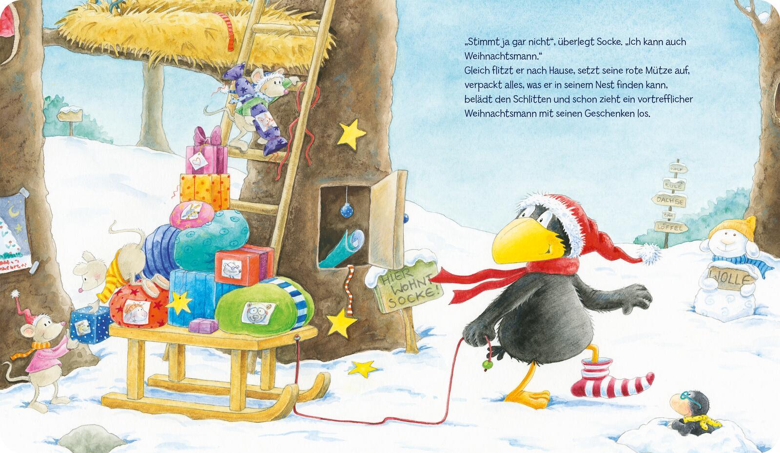 Beispielinhalt (Bild) Der kleine Rabe Socke: Alles verschenkt! Mit Spielfiguren