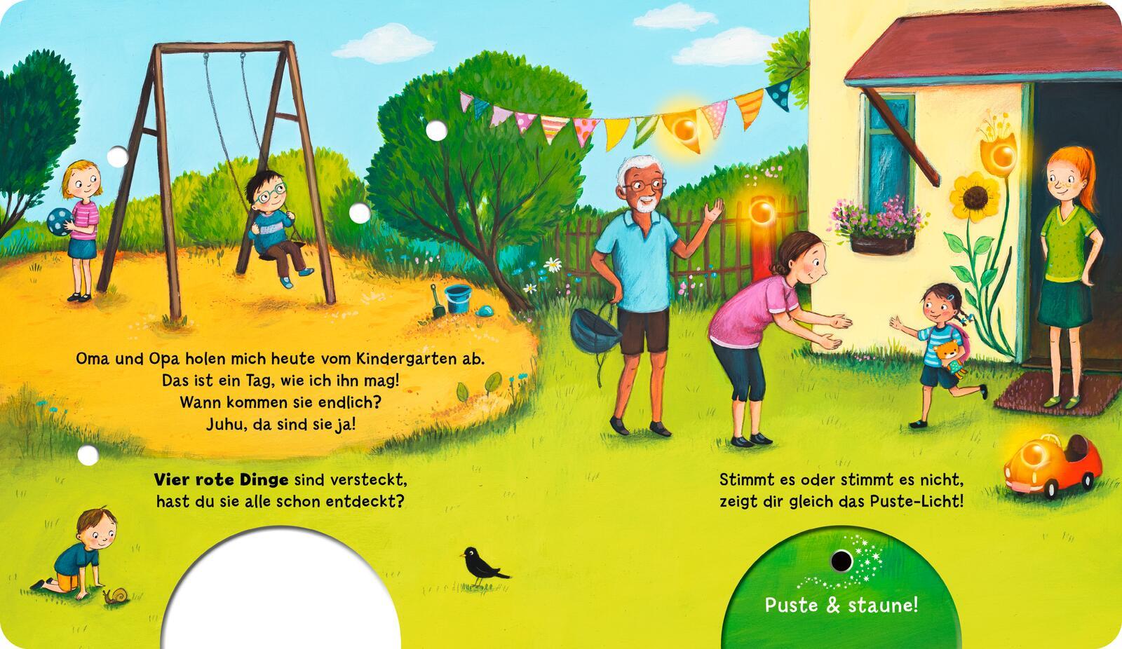Beispielinhalt (Bild) Mein Puste-Licht-Buch: Ein Tag, wie ich ihn mag!