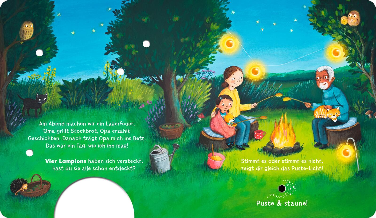 Beispielinhalt (Bild) Mein Puste-Licht-Buch: Ein Tag, wie ich ihn mag!