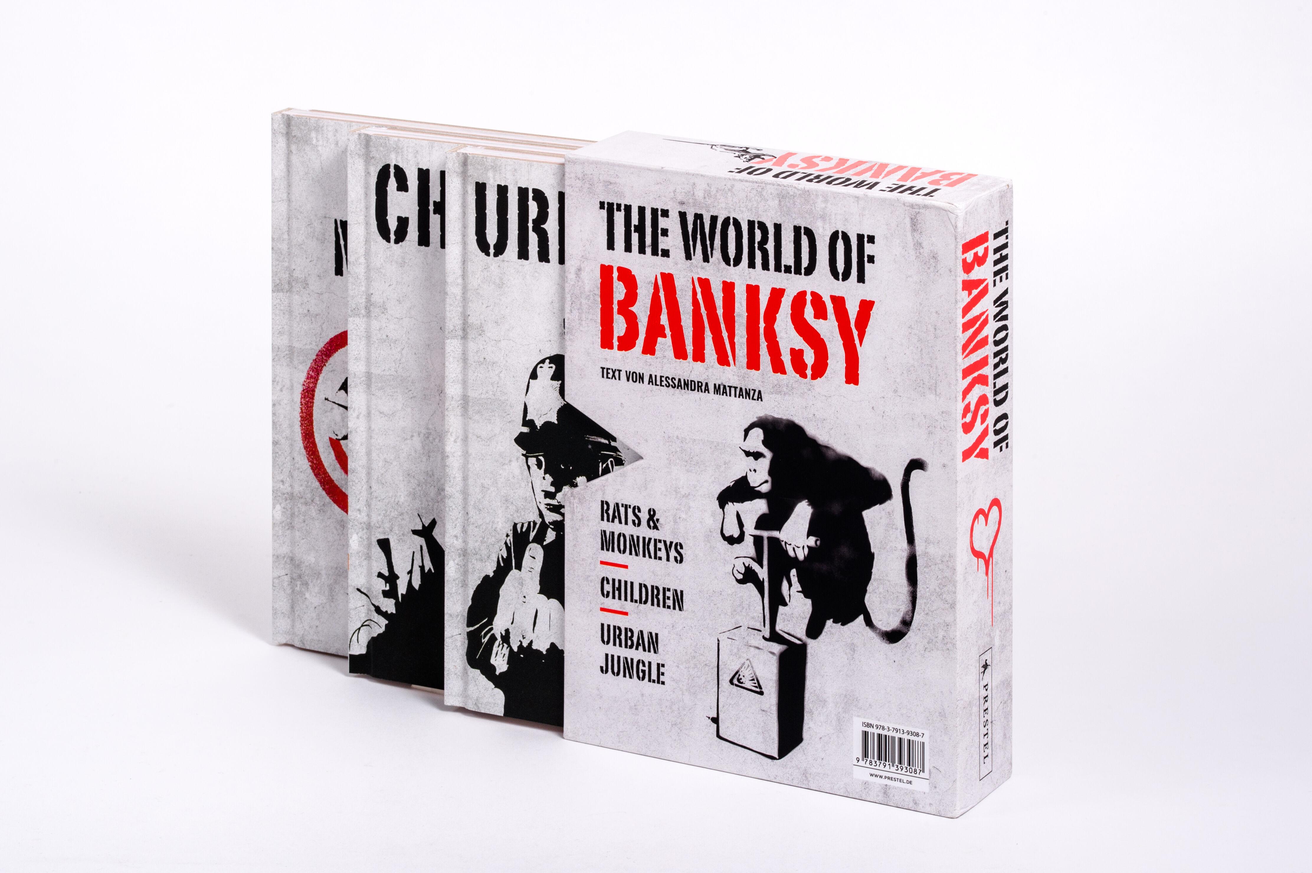 Beispielinhalt (Bild) The World of Banksy. Alles was du von Banksy kennen musst in 3 Bänden im Schuber