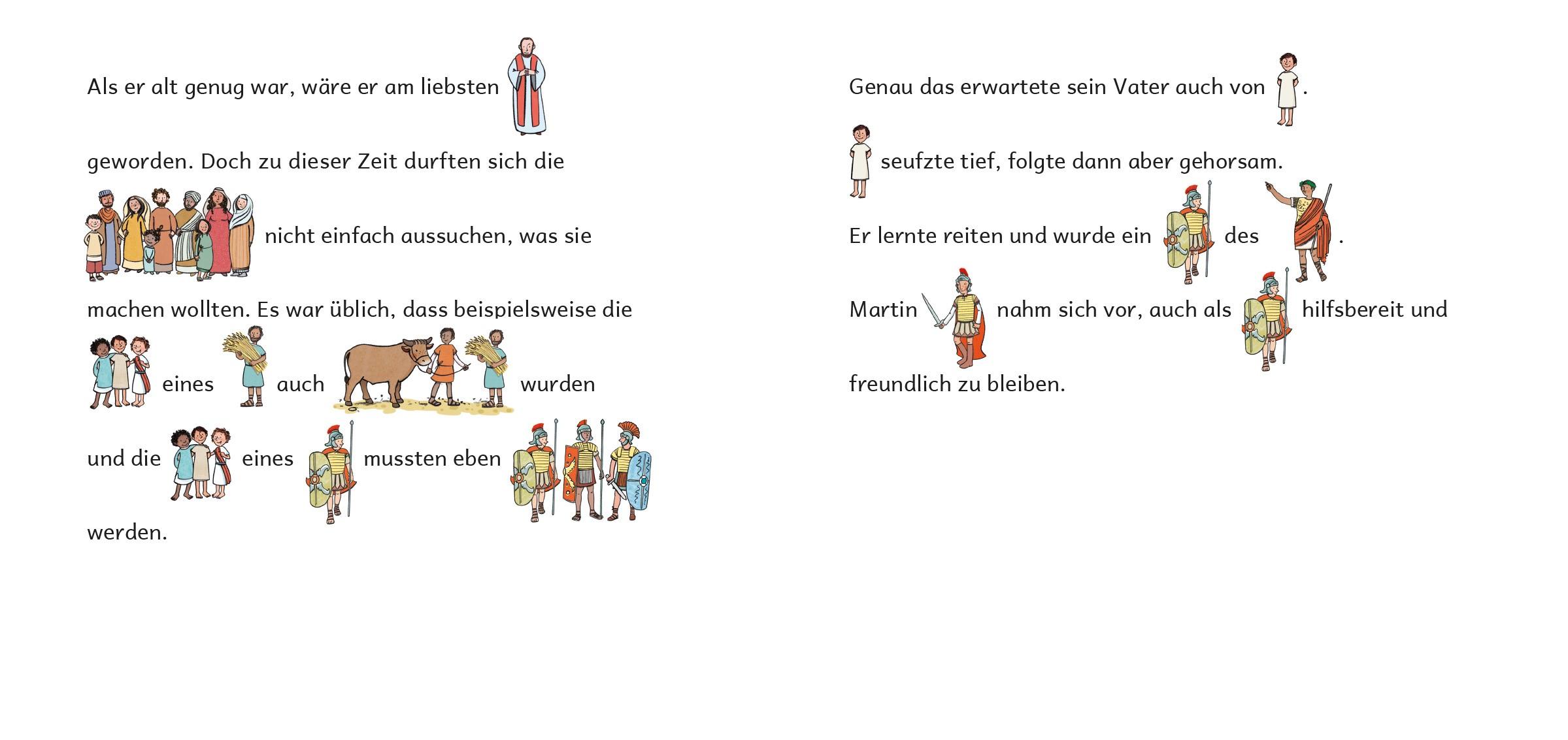 Beispielinhalt (Bild) Einer, der seinen Mantel teilte ... Die Geschichte von Sankt Martin in Bildwörtern