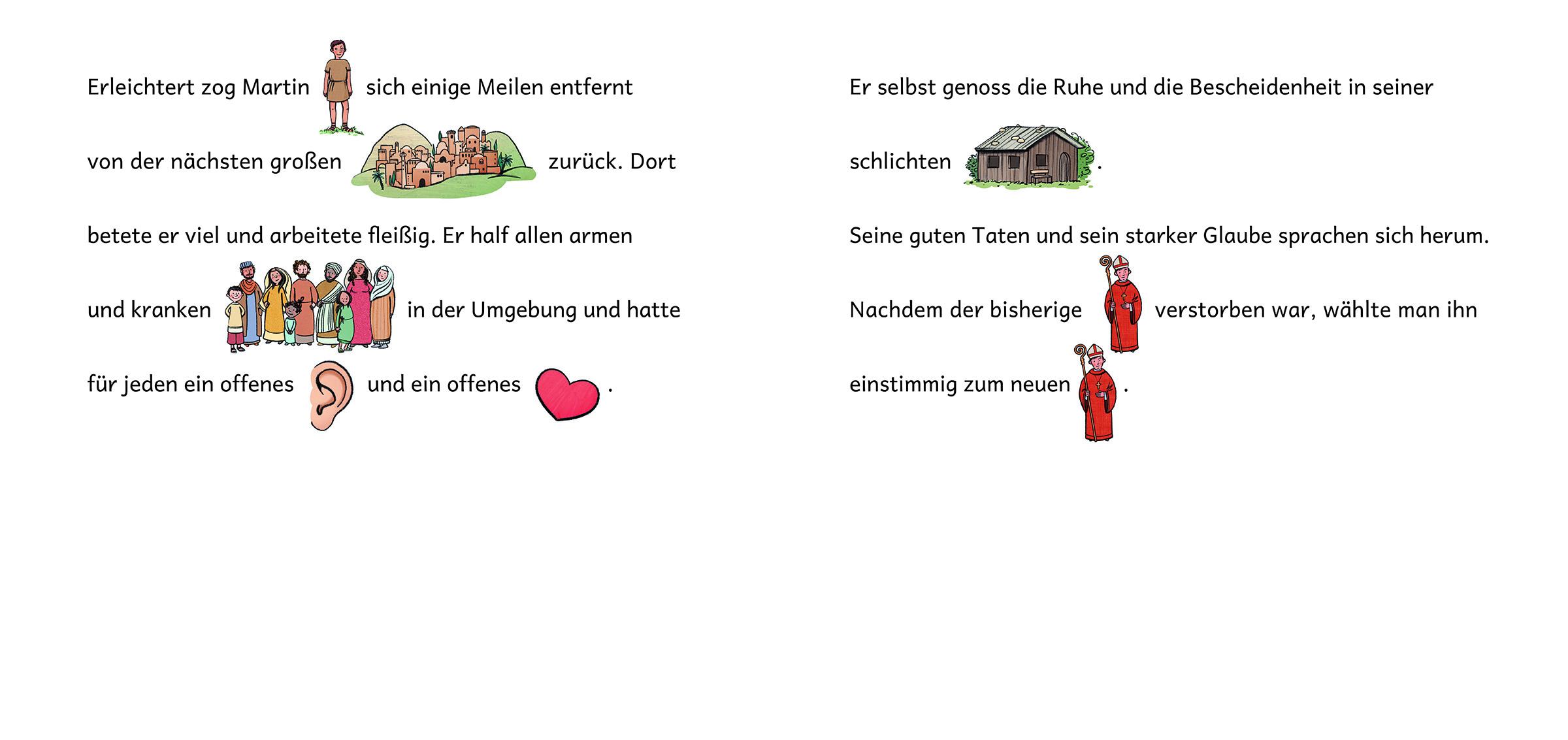 Beispielinhalt (Bild) Einer, der seinen Mantel teilte ... Die Geschichte von Sankt Martin in Bildwörtern