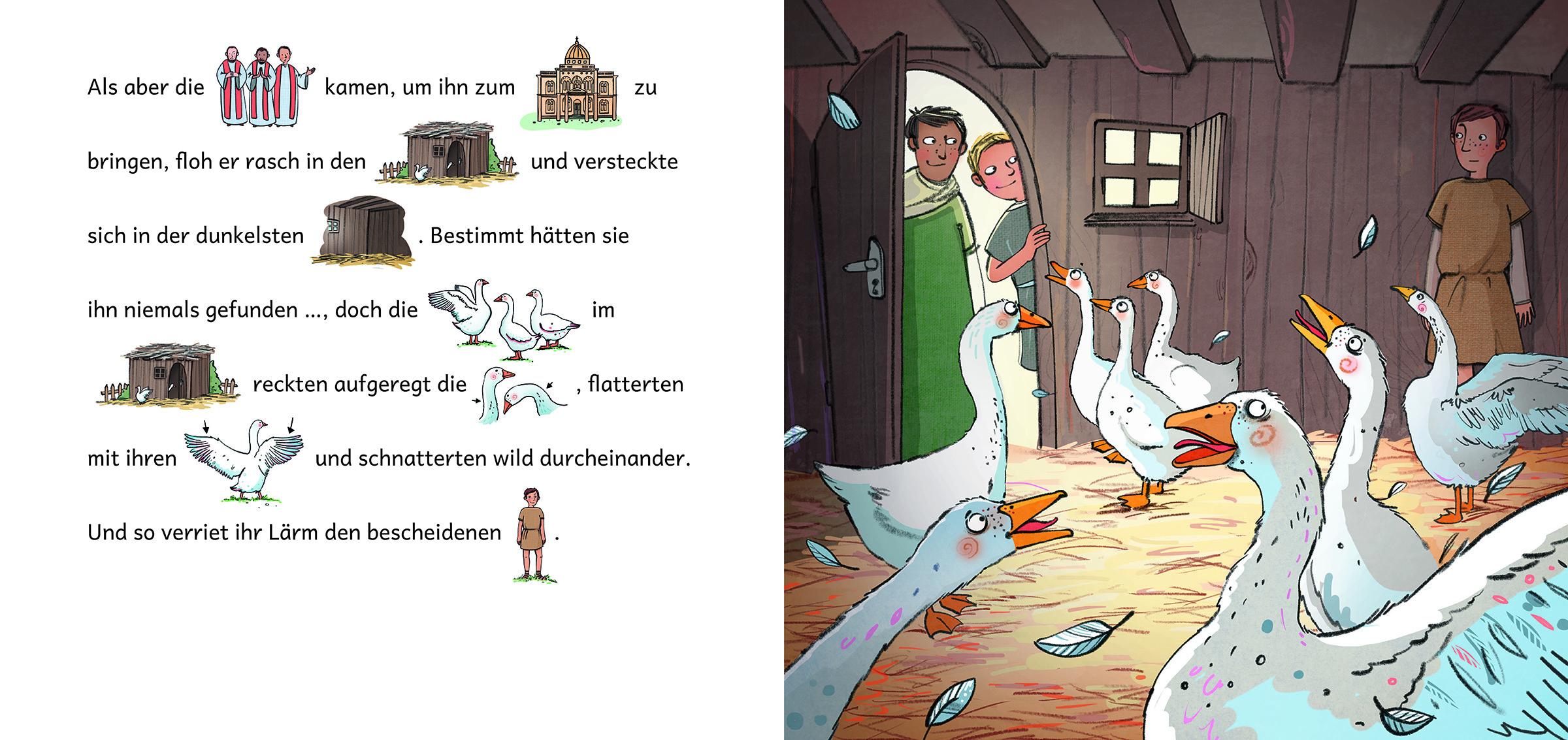 Beispielinhalt (Bild) Einer, der seinen Mantel teilte ... Die Geschichte von Sankt Martin in Bildwörtern