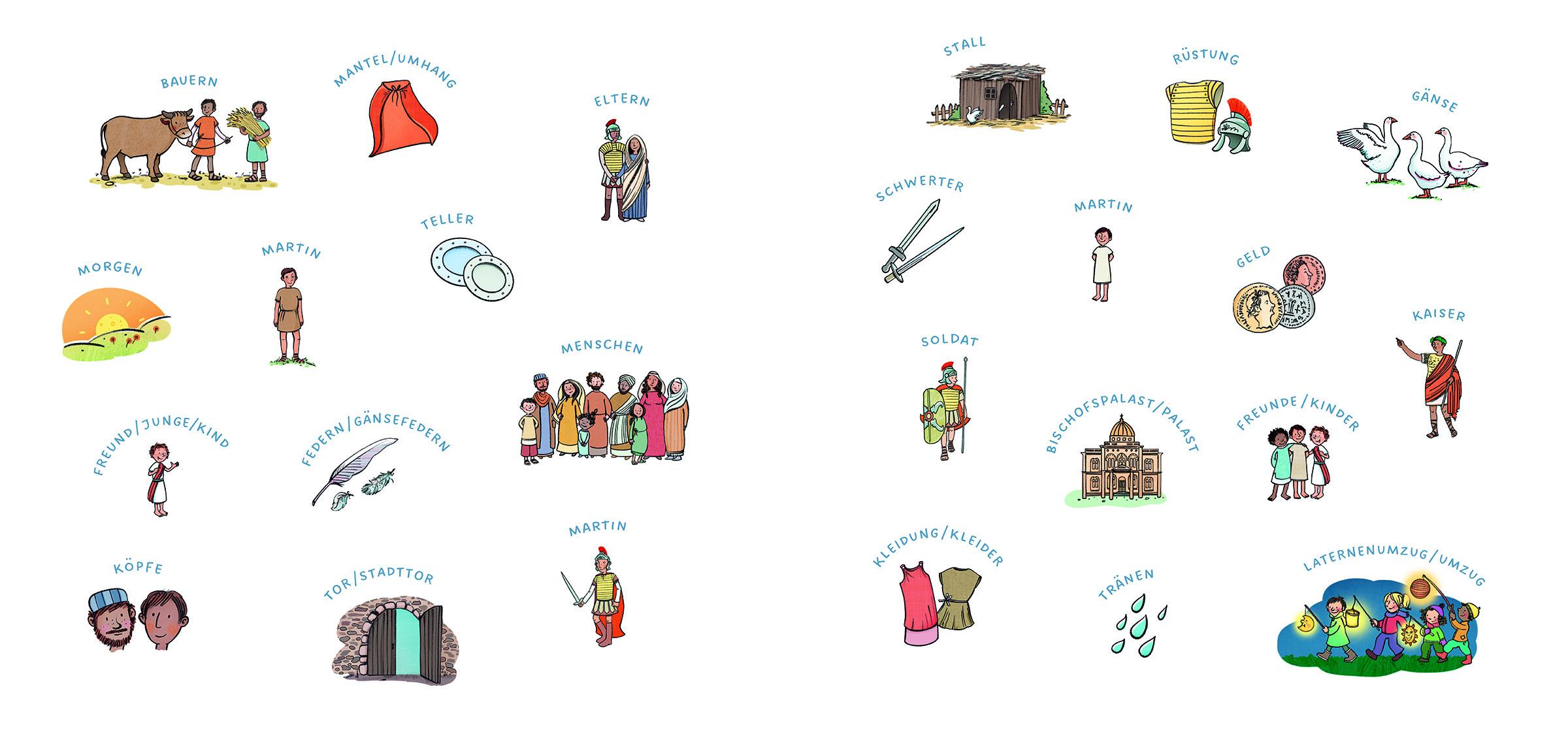 Beispielinhalt (Bild) Einer, der seinen Mantel teilte ... Die Geschichte von Sankt Martin in Bildwörtern