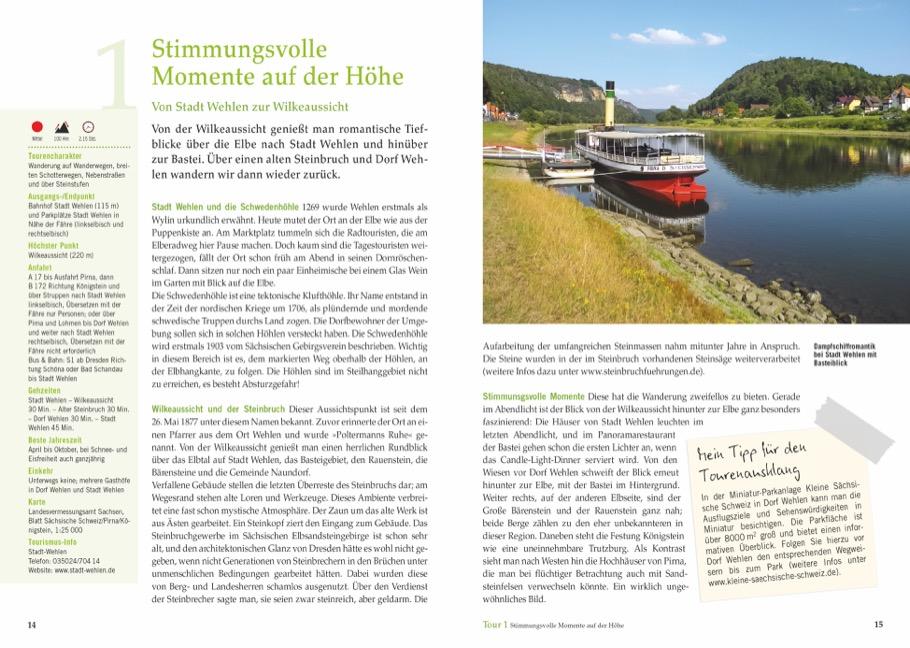 Beispielinhalt (Bild) Wandertouren für Langschläfer Sächsische Schweiz