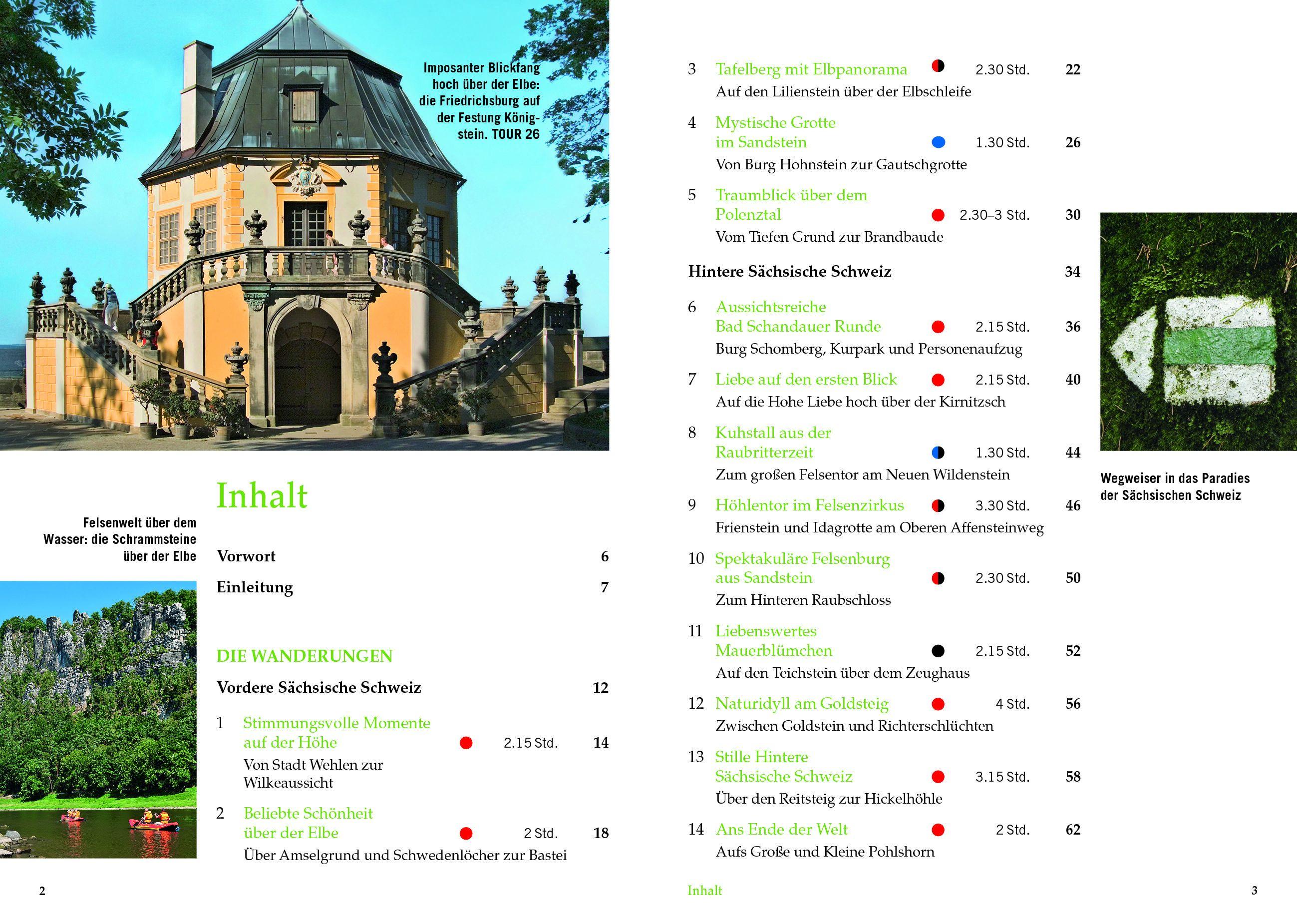 Beispielinhalt (Bild) Wandertouren für Langschläfer Sächsische Schweiz