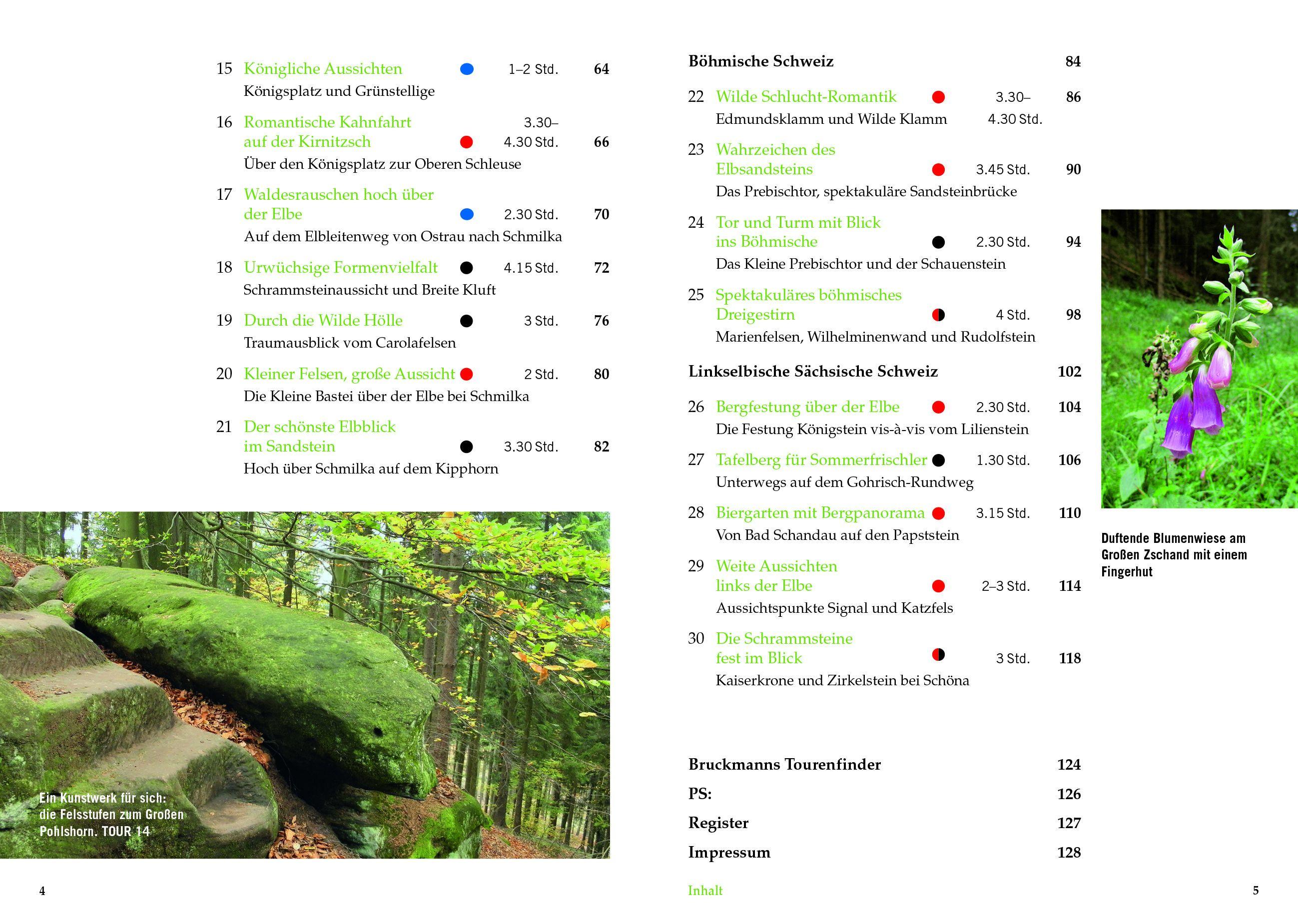 Beispielinhalt (Bild) Wandertouren für Langschläfer Sächsische Schweiz