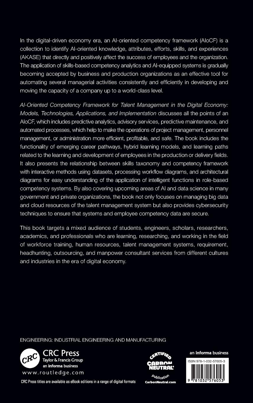Rückseitencover AI-Oriented Competency Framework for Talent Management in the Digital Economy