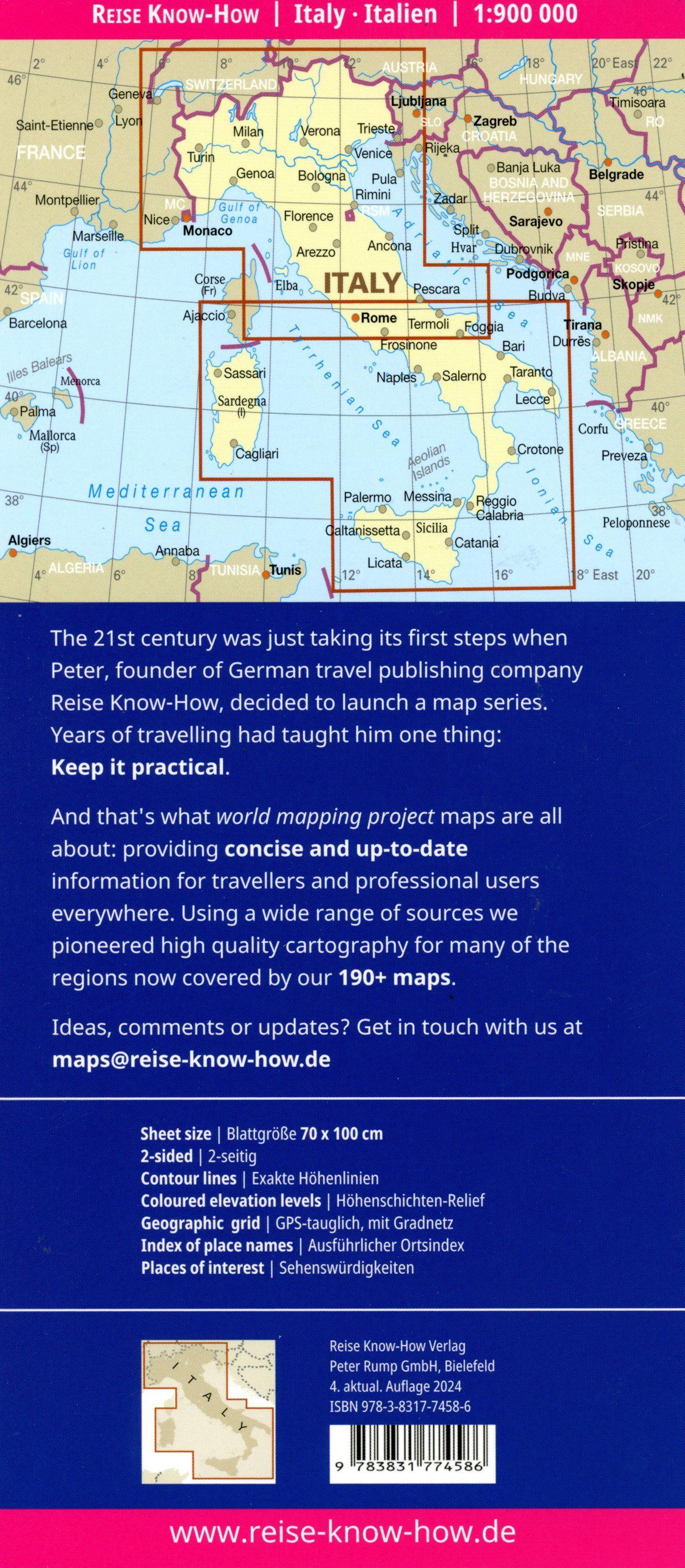 Beispielinhalt (Bild) Reise Know-How Landkarte Italien / Italy (1:900.000)