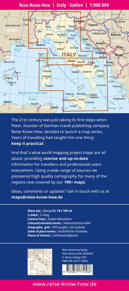 Rückseitencover Reise Know-How Landkarte Italien / Italy (1:900.000)
