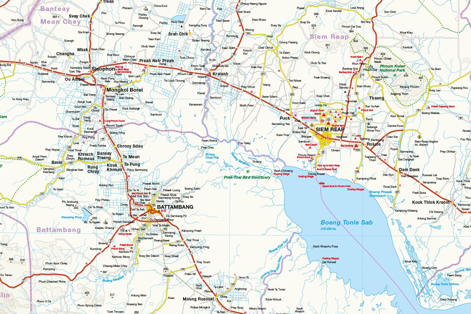 Beispielinhalt (Bild) Reise Know-How Landkarte Kambodscha / Cambodia (1:500.000)