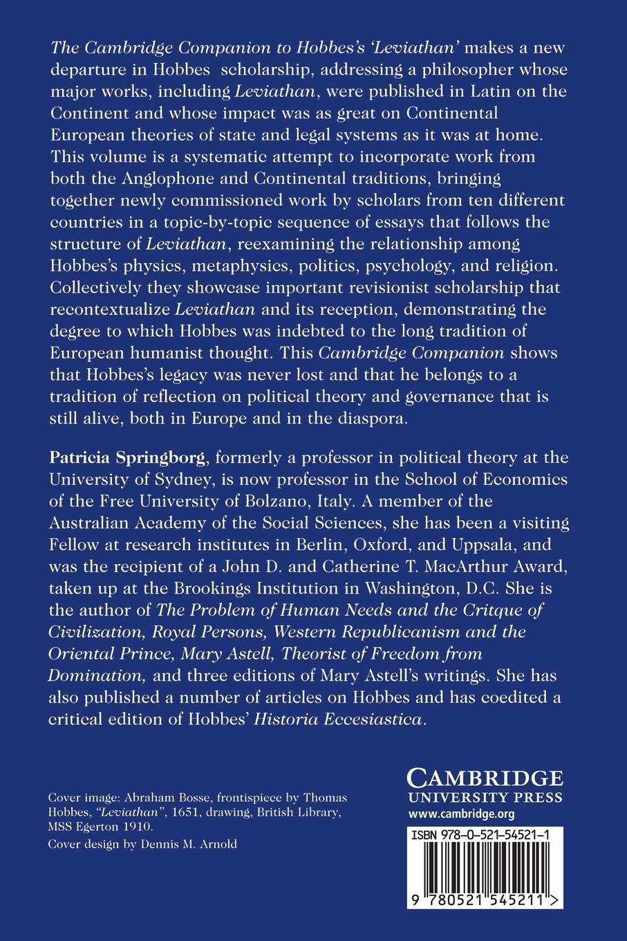 Rückseitencover The Cambridge Companion to Hobbes's Leviathan