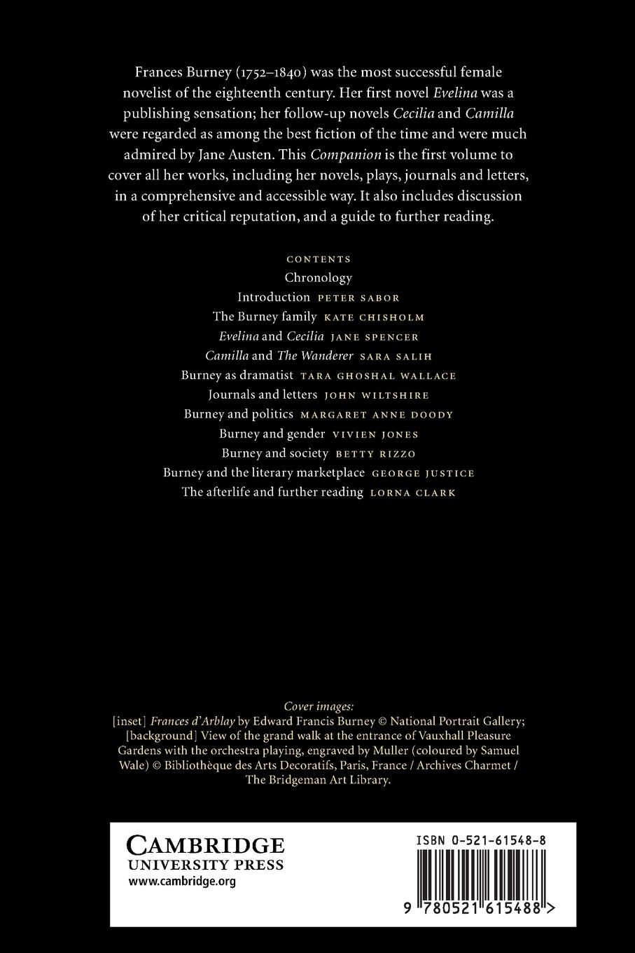 Rückseitencover Camb Comp Frances Burney