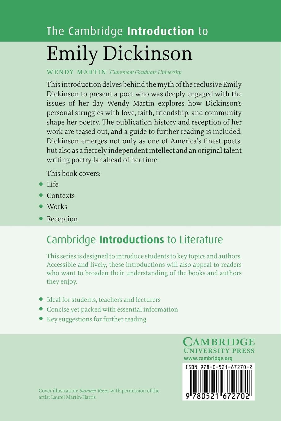 Rückseitencover The Cambridge Introduction to Emily Dickinson