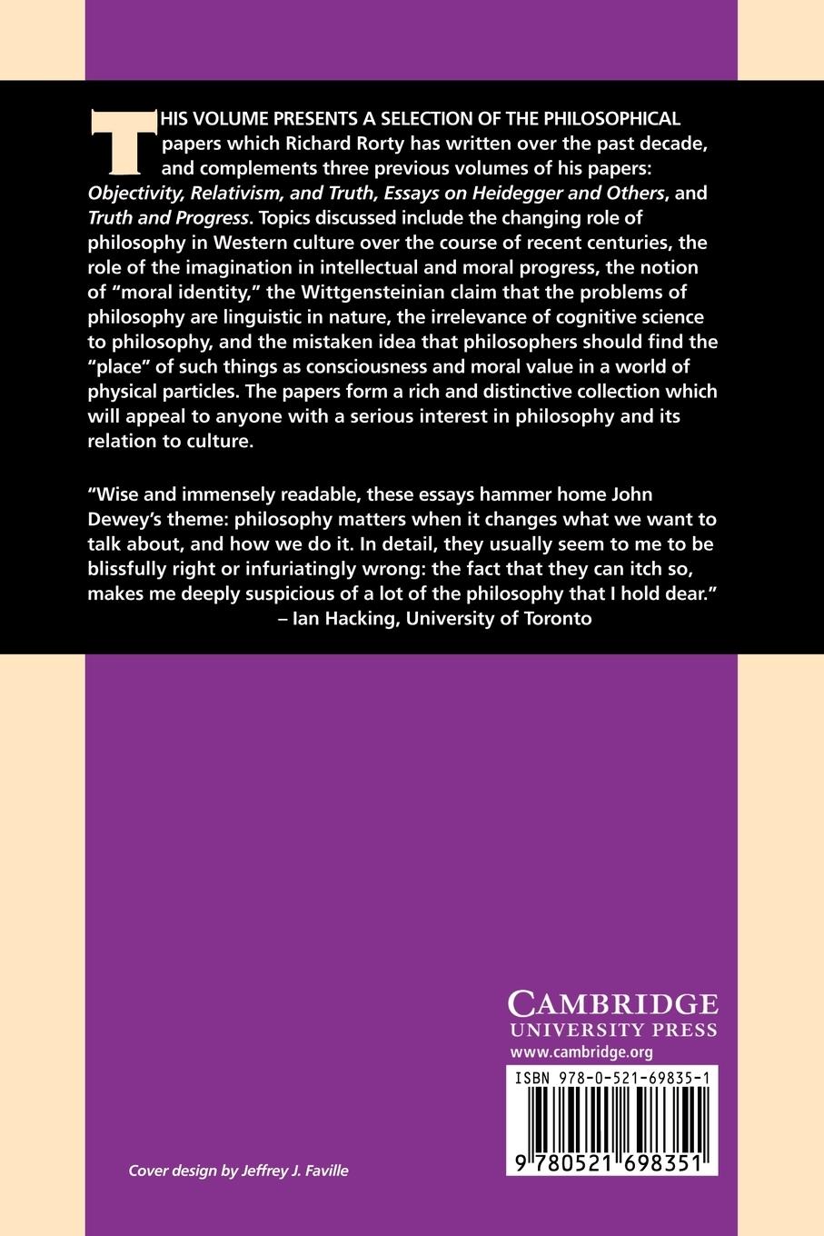 Rückseitencover Philosophy as Cultural Politics