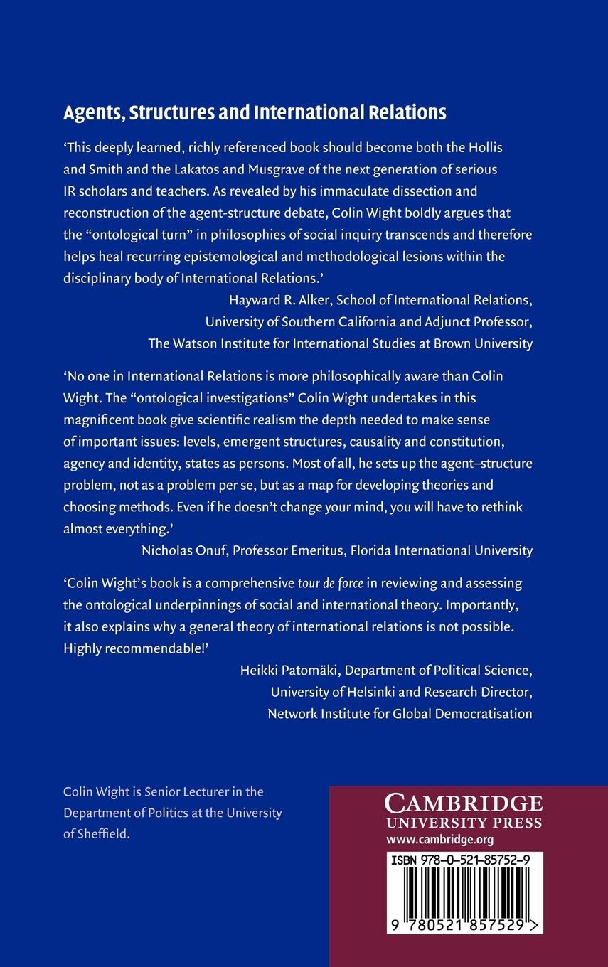 Rückseitencover Agents, Structures and International Relations