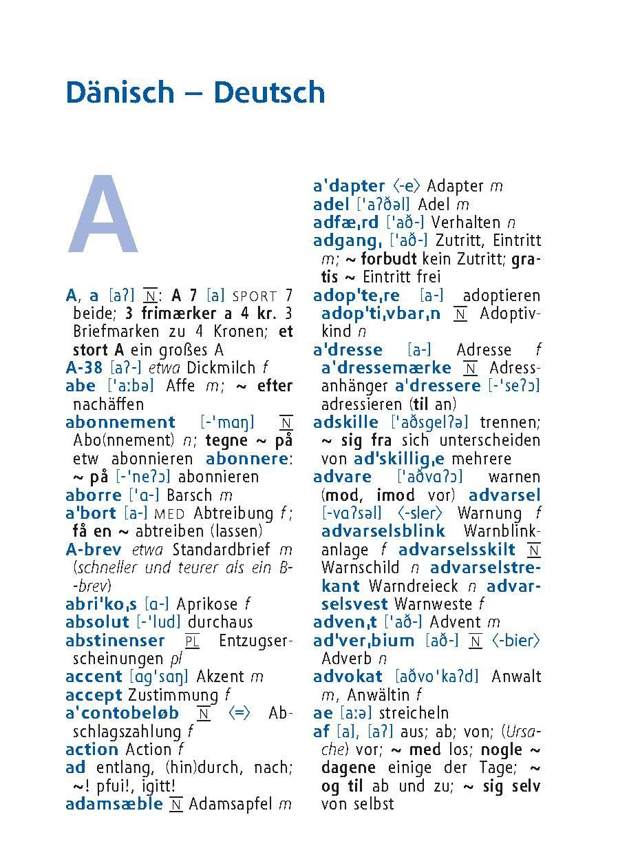 Beispielinhalt (Bild) Langenscheidt Universal-Wörterbuch Dänisch