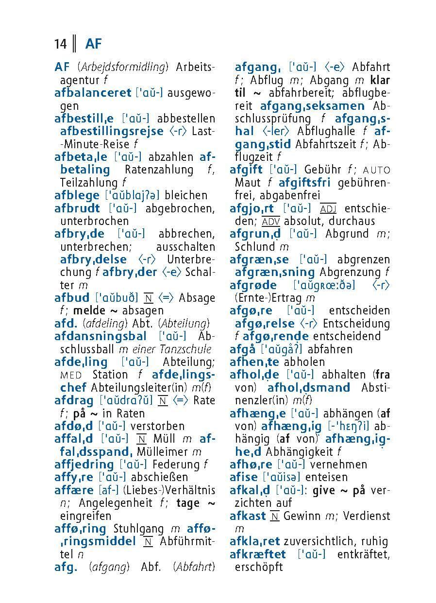 Beispielinhalt (Bild) Langenscheidt Universal-Wörterbuch Dänisch