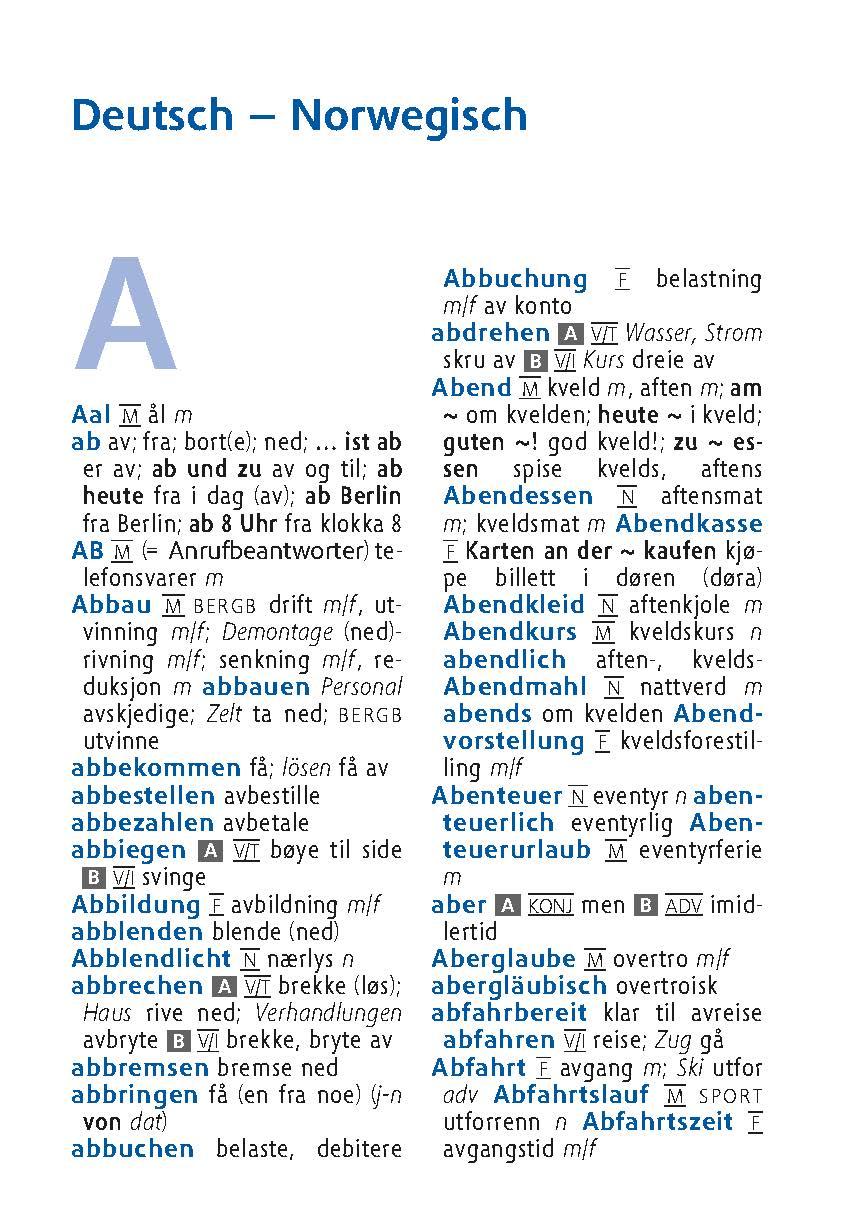 Beispielinhalt (Bild) Langenscheidt Universal-Wörterbuch Norwegisch