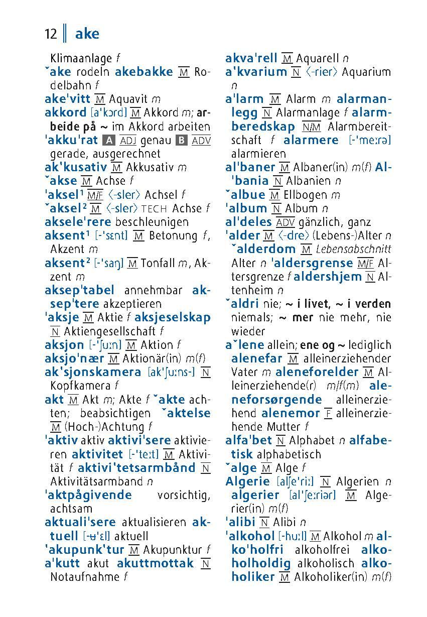 Beispielinhalt (Bild) Langenscheidt Universal-Wörterbuch Norwegisch