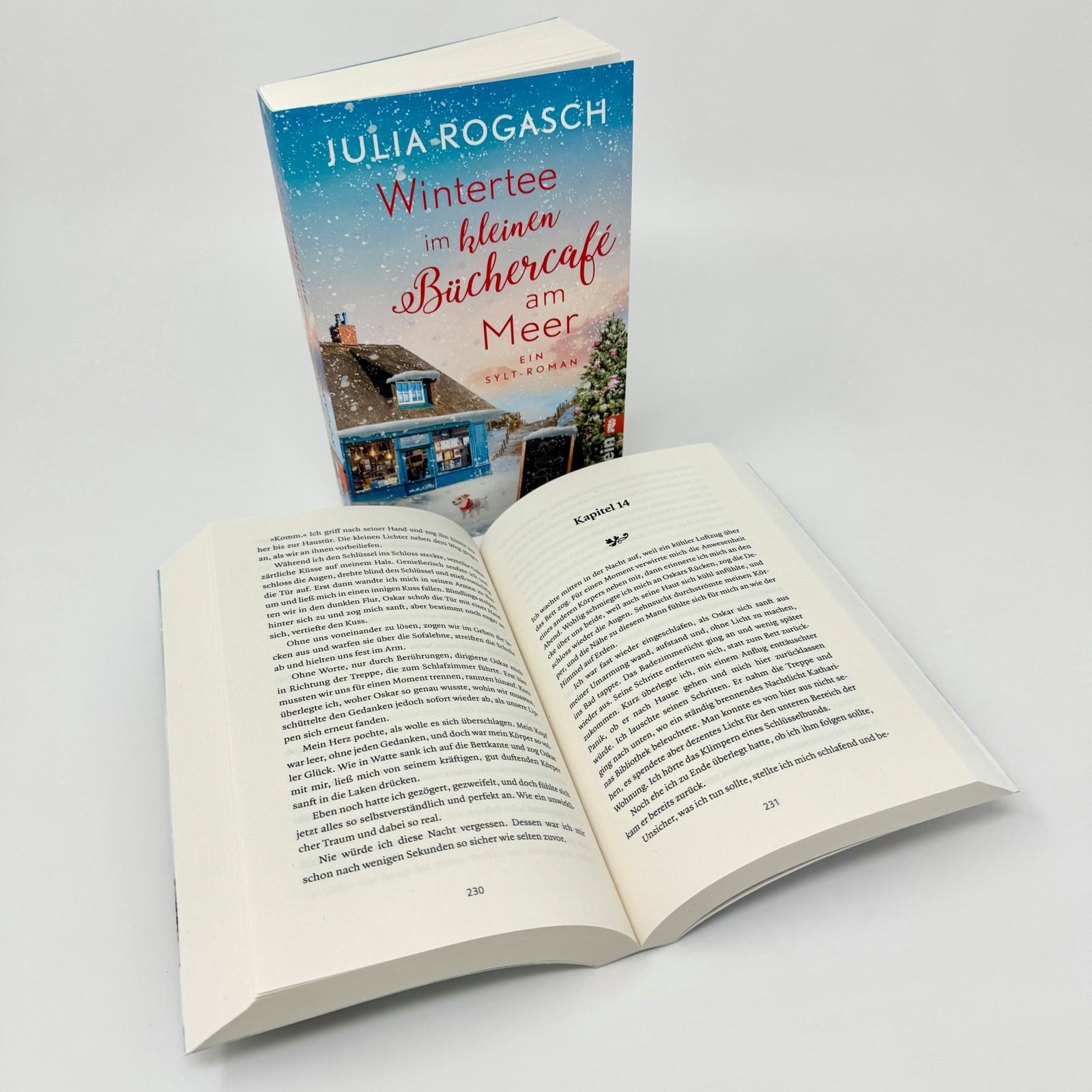 Beispielinhalt (Bild) Wintertee im kleinen Büchercafé am Meer