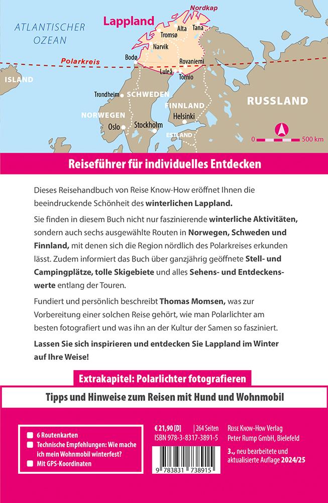 Rückseitencover Reise Know-How Reiseführer Durch Lappland im Winter