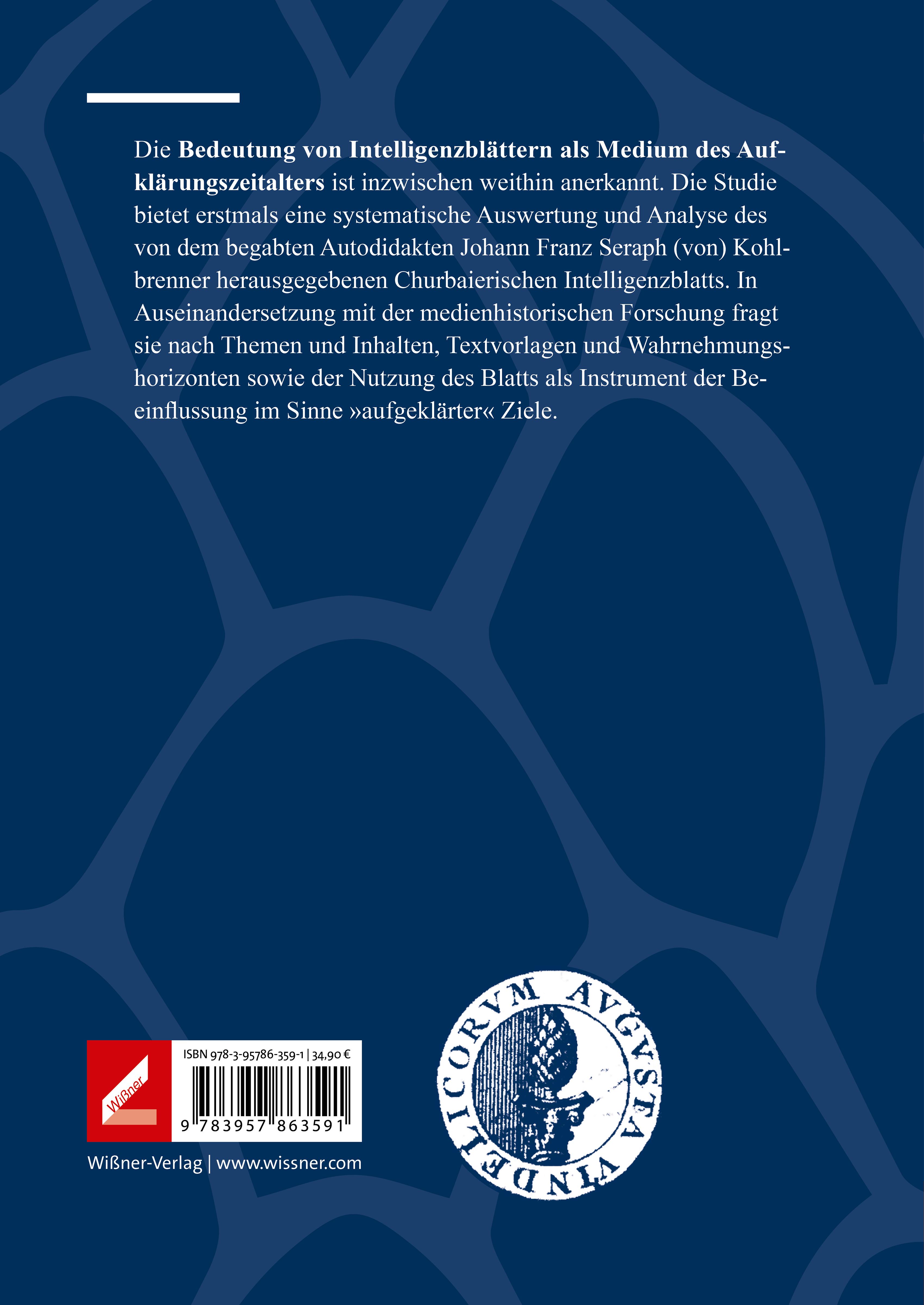 Rückseitencover Das 'Churbaierische Intelligenzblatt' als Medium der Ökonomischen Aufklärung