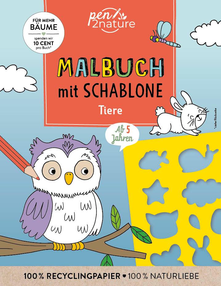 Vorderes Coverbild Malbuch mit Schablone. Tiere