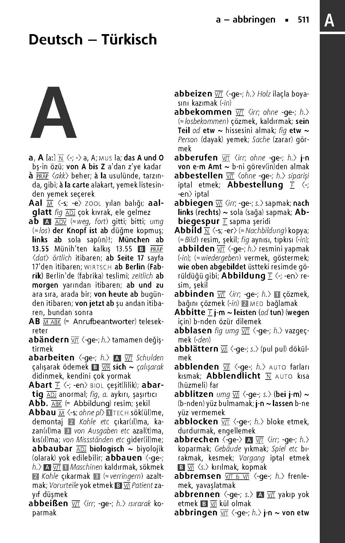 Beispielinhalt (Bild) Langenscheidt Taschenwörterbuch Türkisch