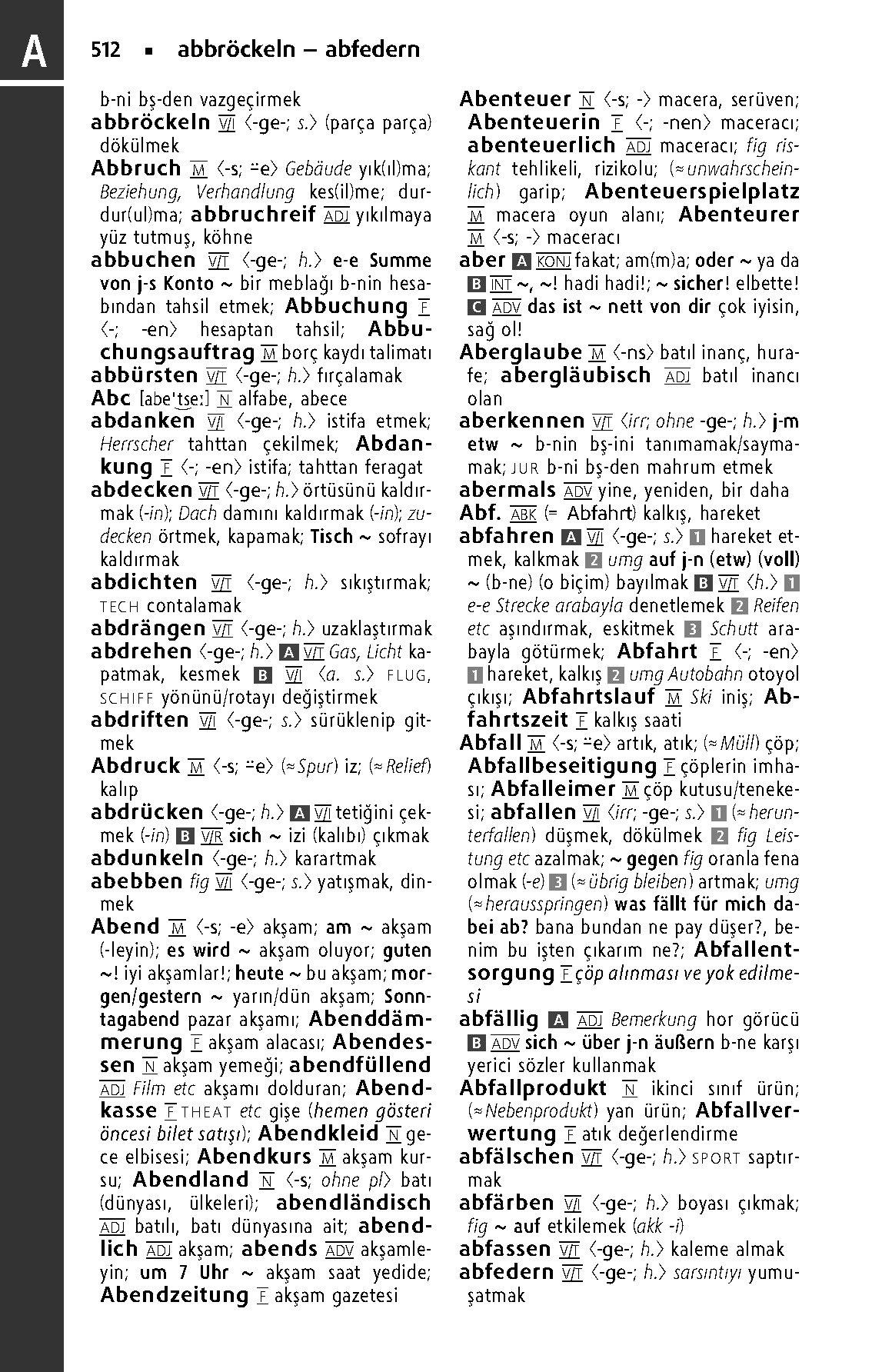 Beispielinhalt (Bild) Langenscheidt Taschenwörterbuch Türkisch