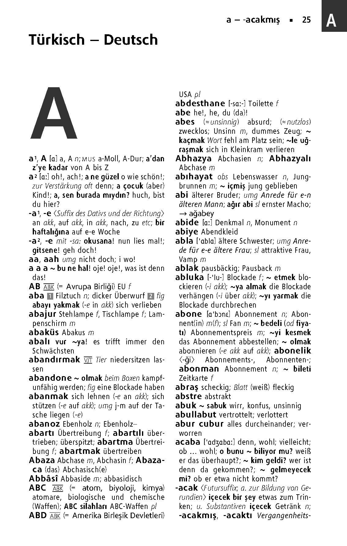 Beispielinhalt (Bild) Langenscheidt Taschenwörterbuch Türkisch