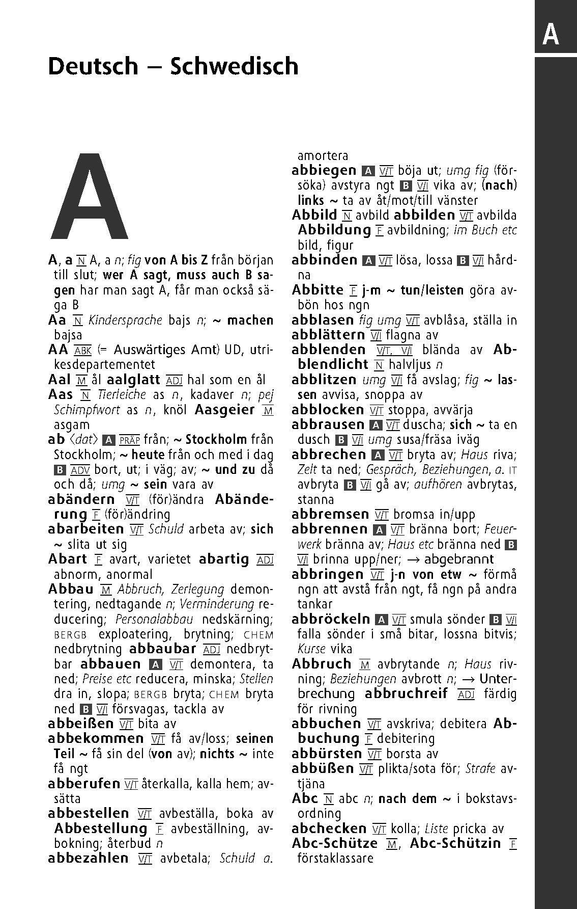 Beispielinhalt (Bild) Langenscheidt Taschenwörterbuch Schwedisch