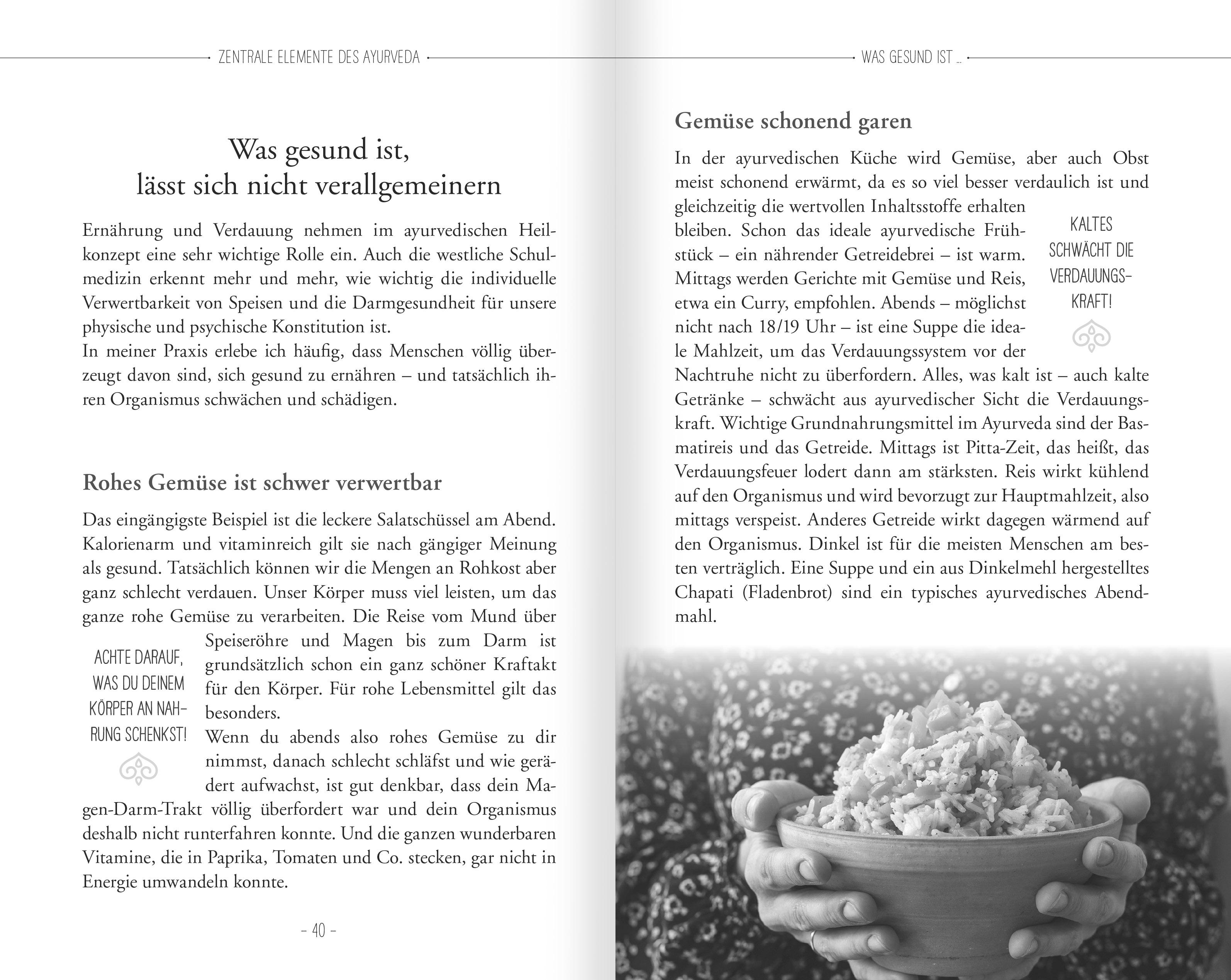 Beispielinhalt (Bild) Every Day Ayurveda. Mit indischem Heilwissen durch die Woche