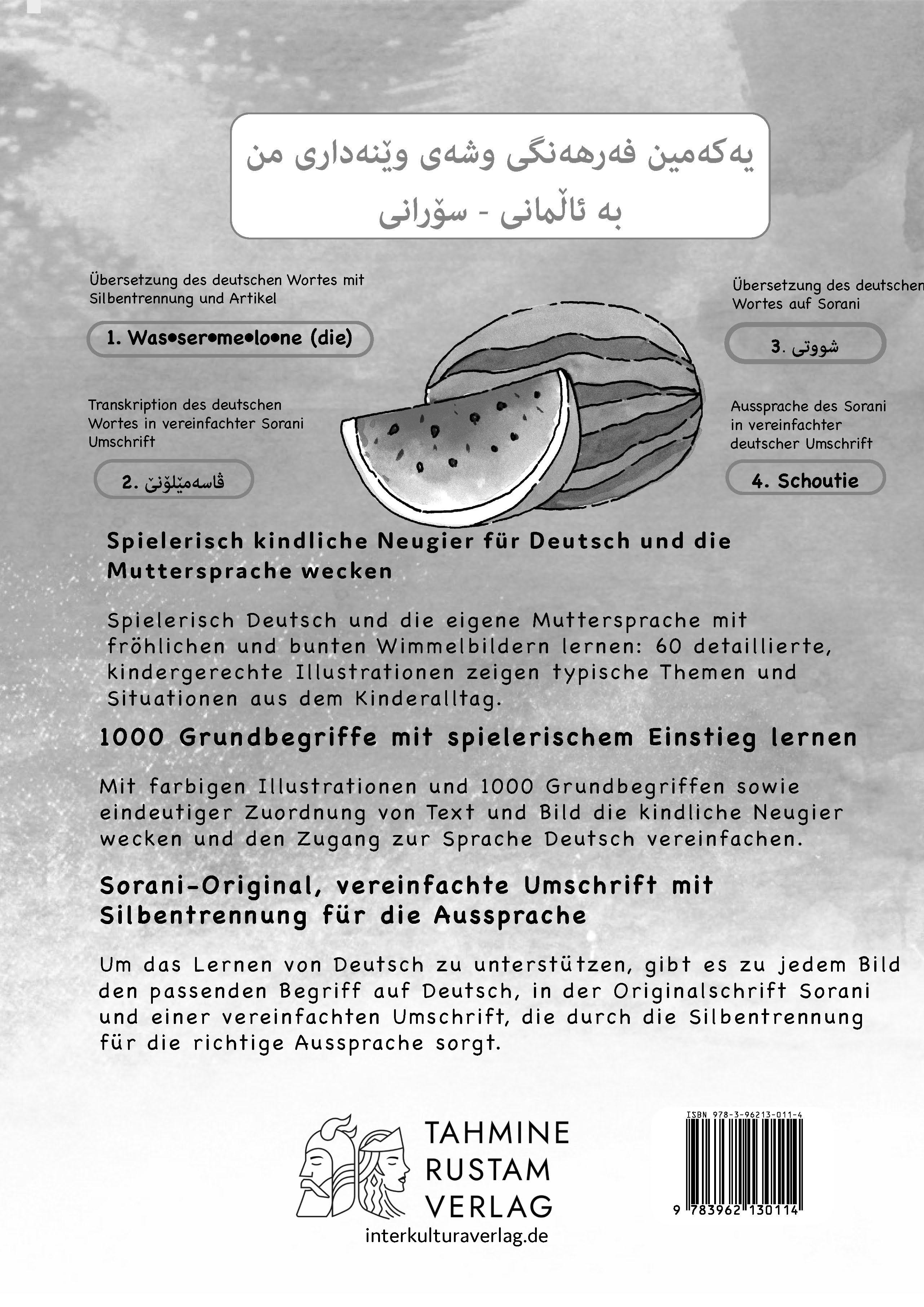 Rückseitencover Meine ersten 1000 Wörter Bildwörterbuch Deutsch-Sorani, Tahmine und Rustam