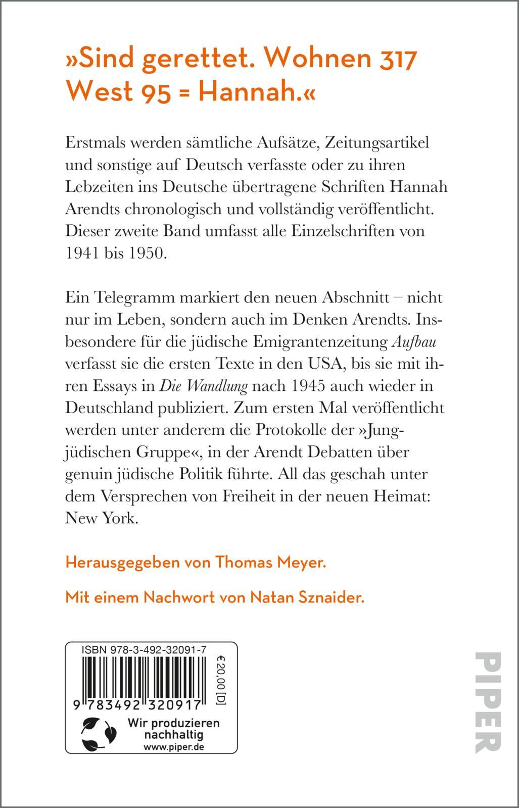 Rückseitencover Vorträge und Aufsätze 1941-1950