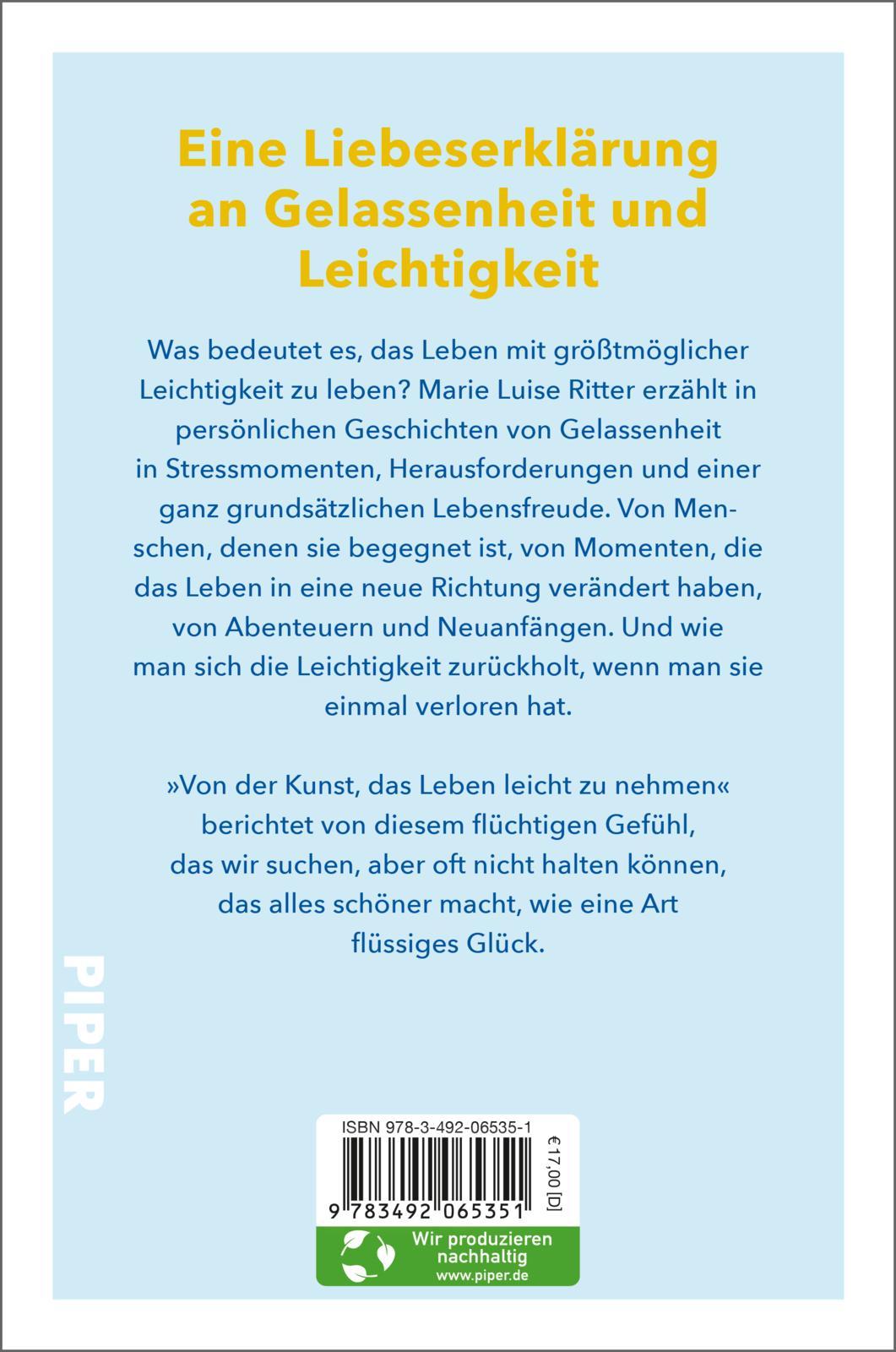 Rückseitencover Von der Kunst, das Leben leicht zu nehmen