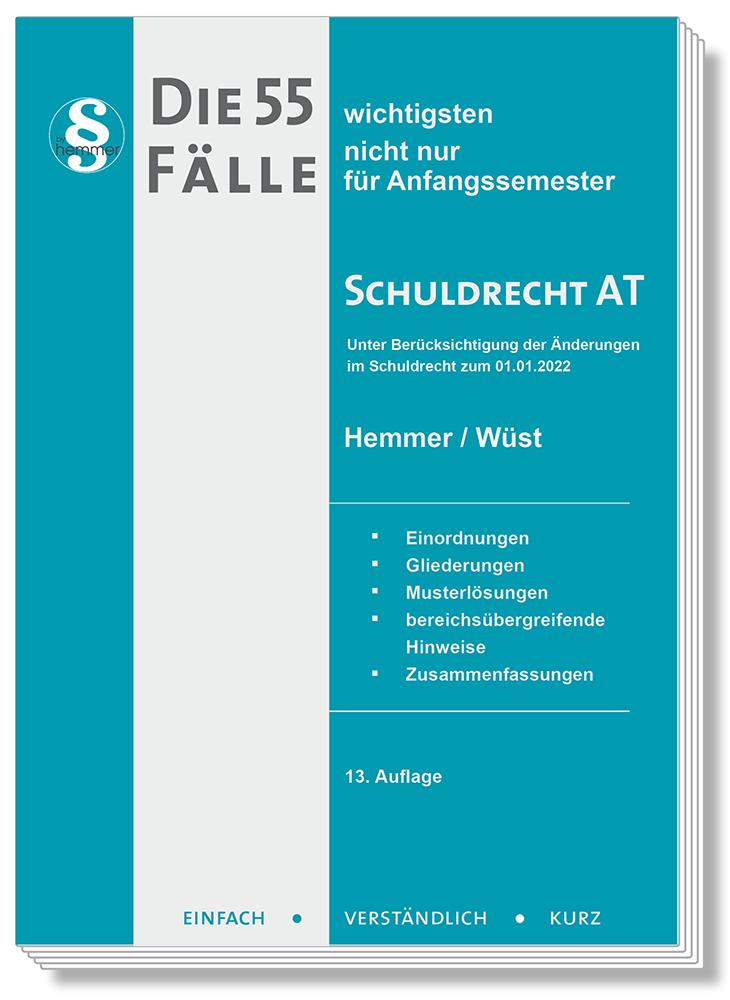 Vorderes Coverbild Die 55 wichtigsten Fälle Schuldrecht AT