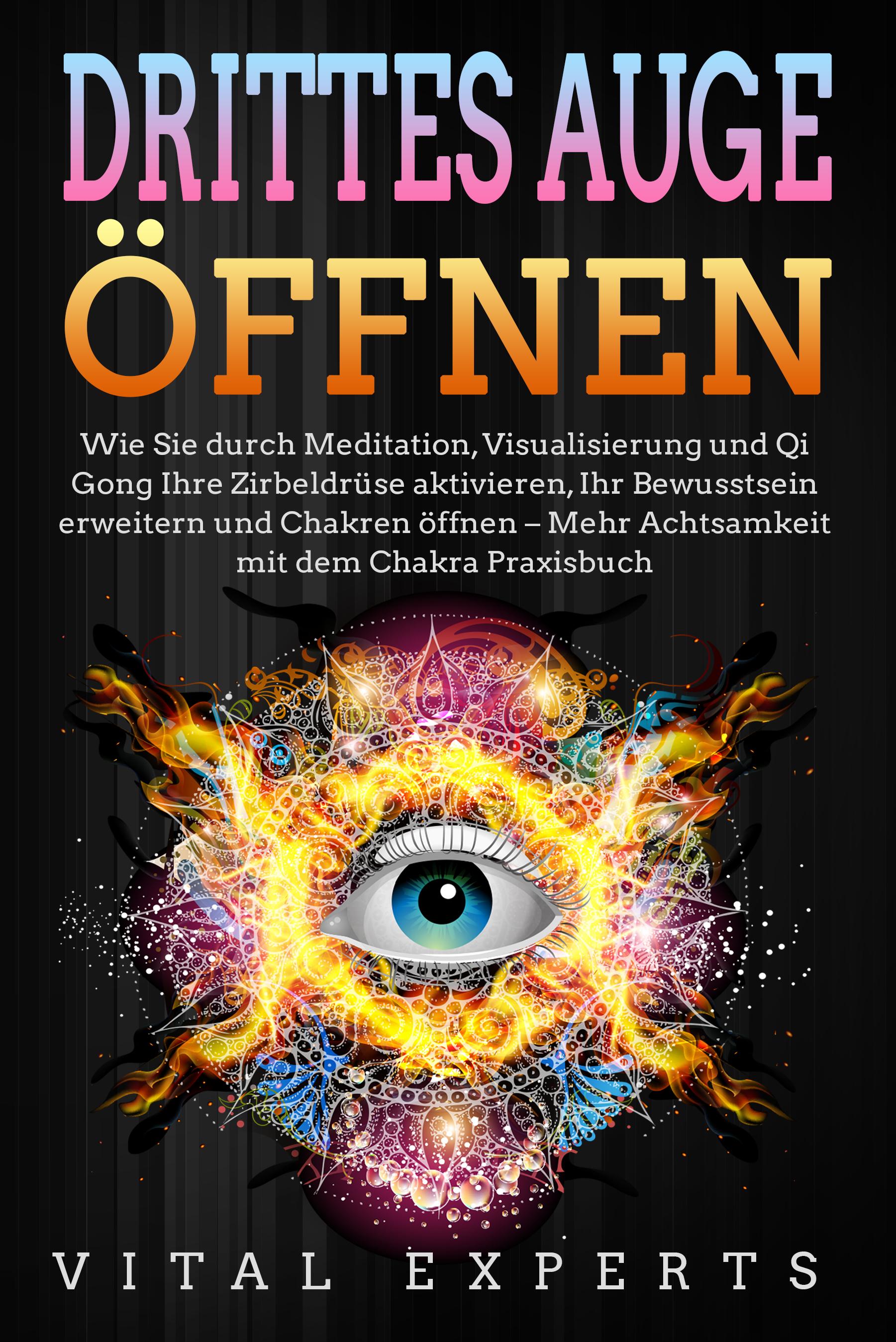 Vorderes Coverbild DRITTES AUGE ÖFFNEN: Wie Sie durch Meditation, Visualisierung und Qi Gong Ihre Zirbeldrüse aktivieren, Ihr Bewusstsein erweitern und Chakren öffnen - Mehr Achtsamkeit mit dem Chakra Praxisbuch