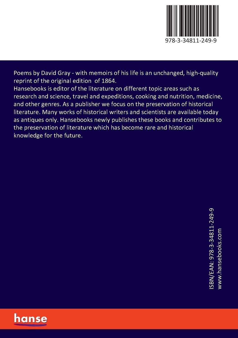 Rückseitencover Poems by David Gray