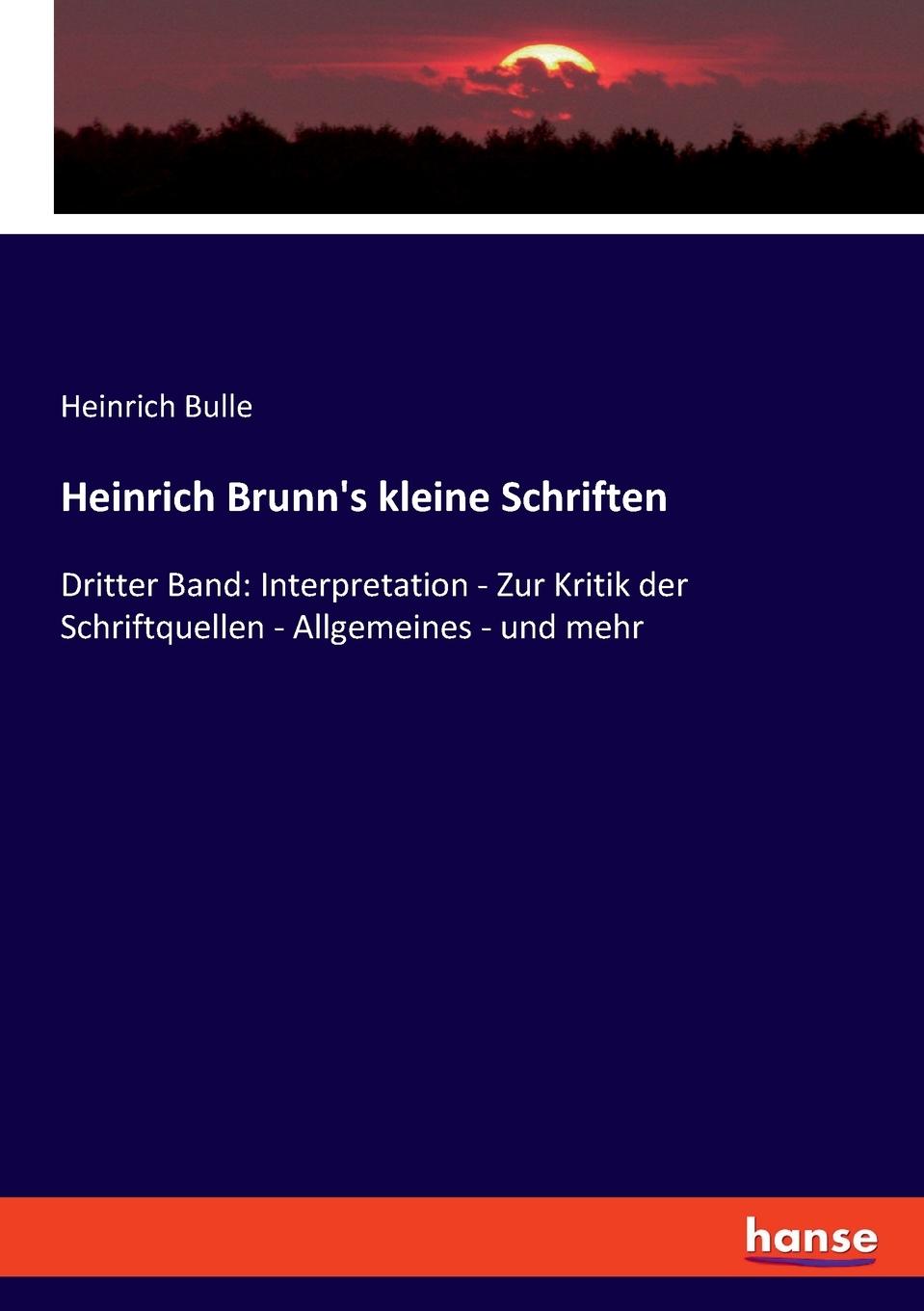 Vorderes Coverbild Heinrich Brunn's kleine Schriften