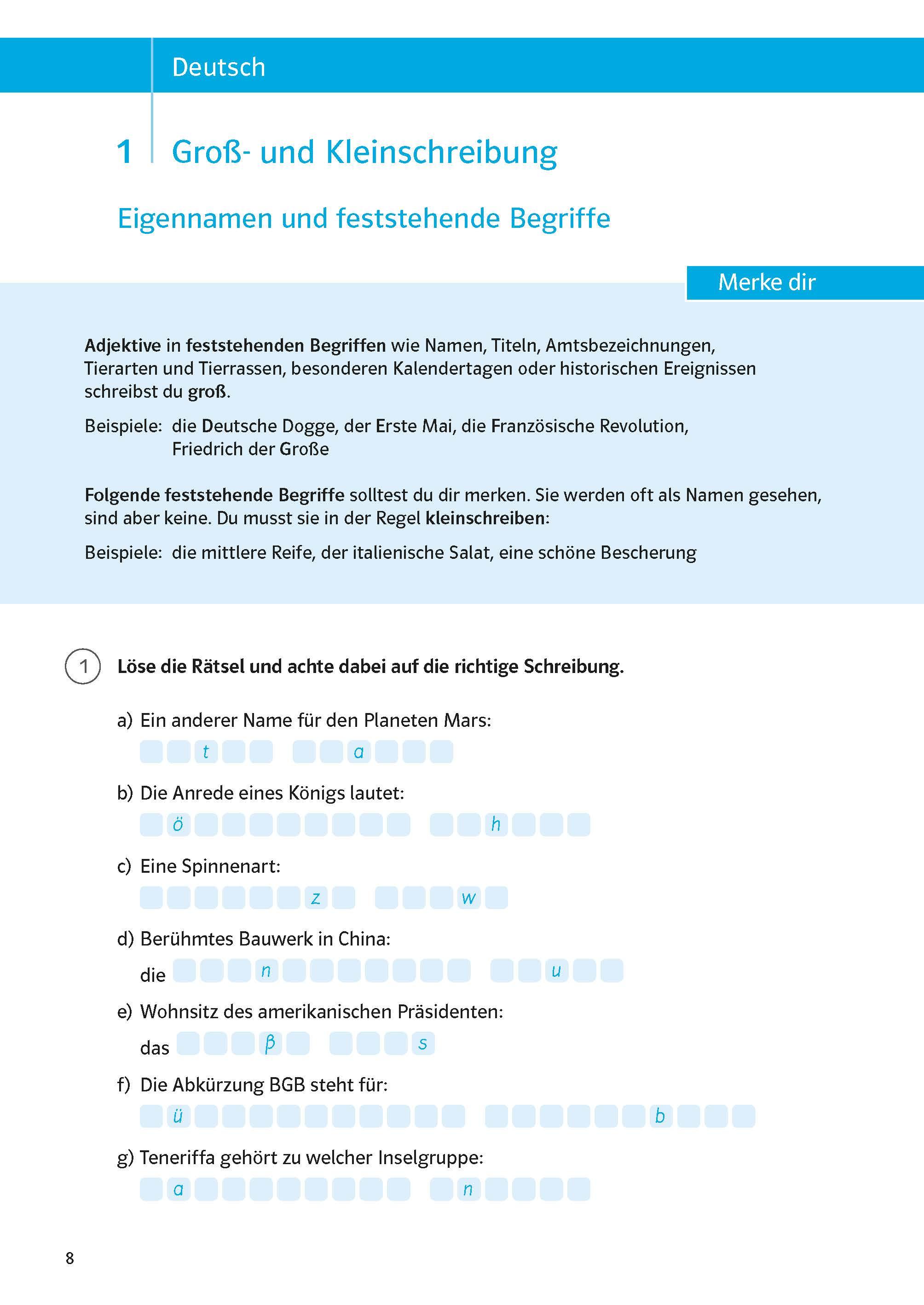 Beispielinhalt (Bild) Klett Sicher durch die 7. Klasse - Deutsch, Mathematik, Englisch