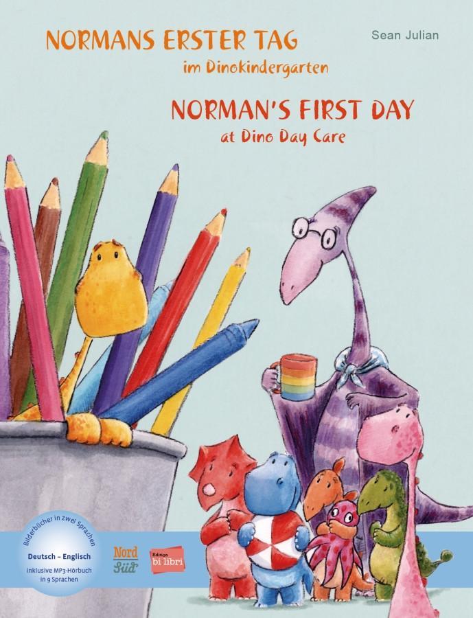 Vorderes Coverbild Normans erster Tag im Dinokindergarten (Deutsch-Englisch)