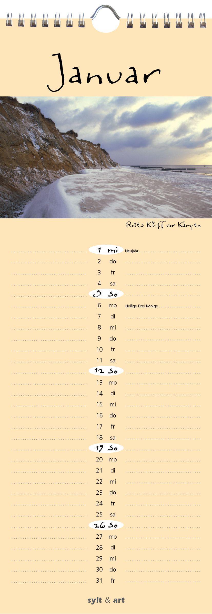 Beispielinhalt (Bild) Sylt-die Insel 2025 Streifenkalender