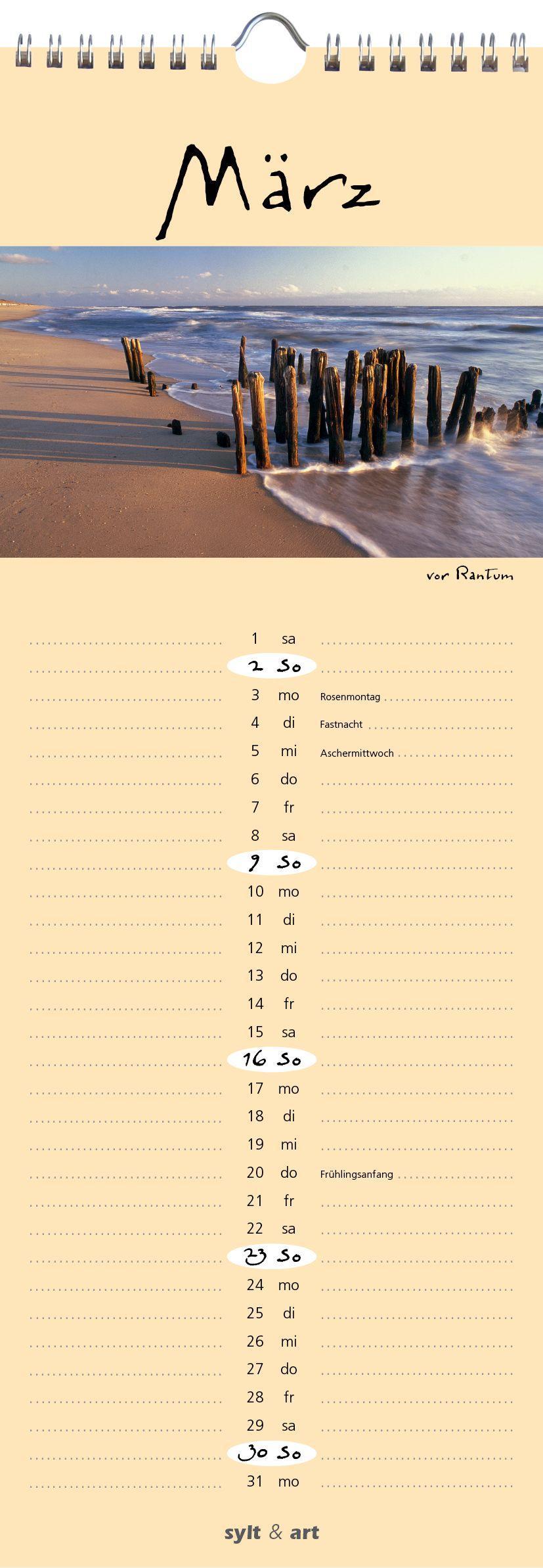 Beispielinhalt (Bild) Sylt-die Insel 2025 Streifenkalender
