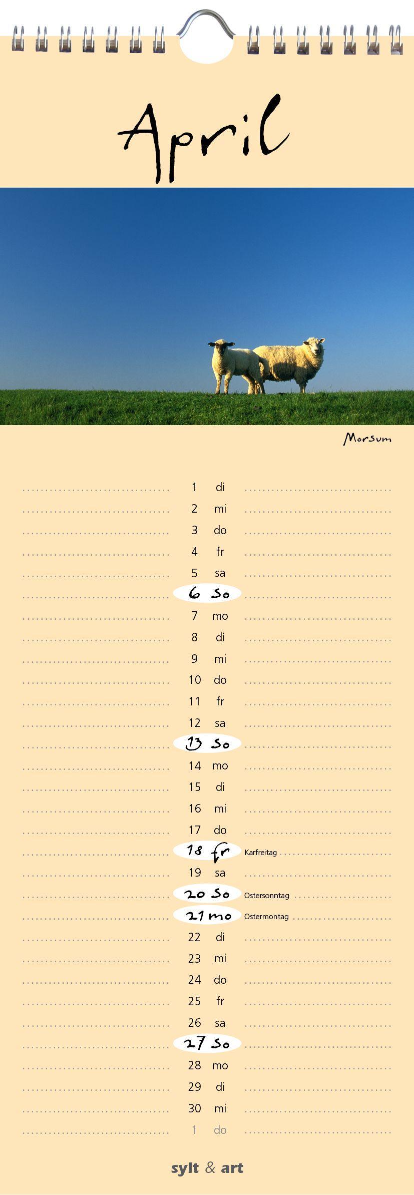 Beispielinhalt (Bild) Sylt-die Insel 2025 Streifenkalender