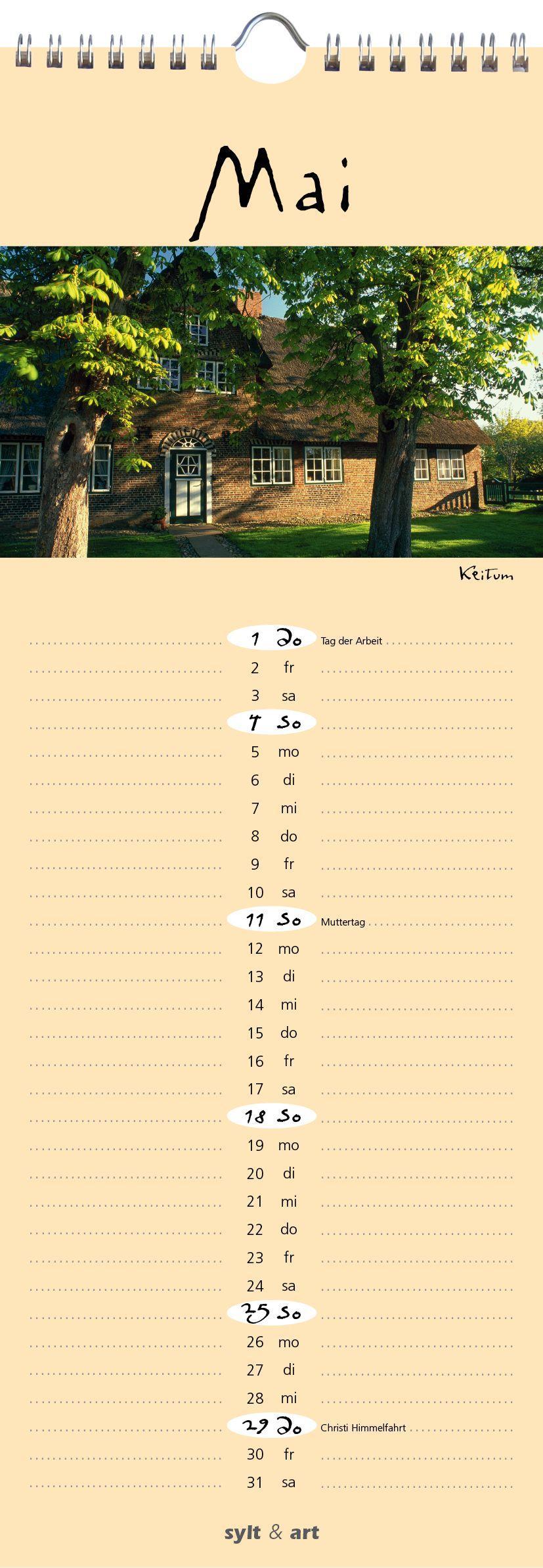 Beispielinhalt (Bild) Sylt-die Insel 2025 Streifenkalender