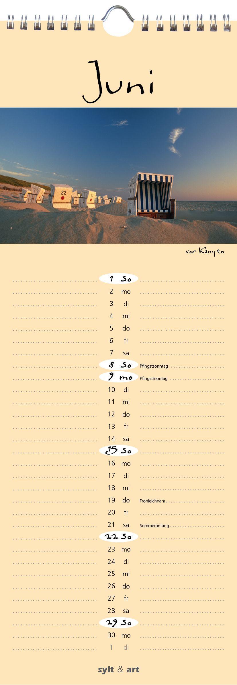 Beispielinhalt (Bild) Sylt-die Insel 2025 Streifenkalender